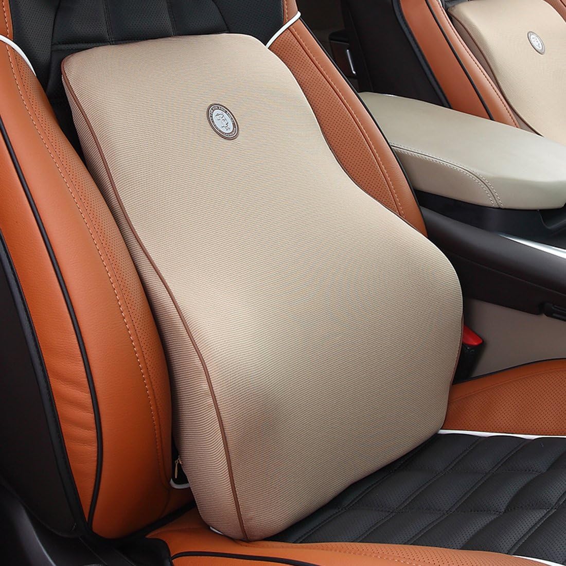 (G-1328 Lumbar Support for Office Chair | Back Pillow for Car | Memory Foam Orthopedic Cushion - Provides Low Back Support | Improves Posture | Washable Cover (Apricot)
