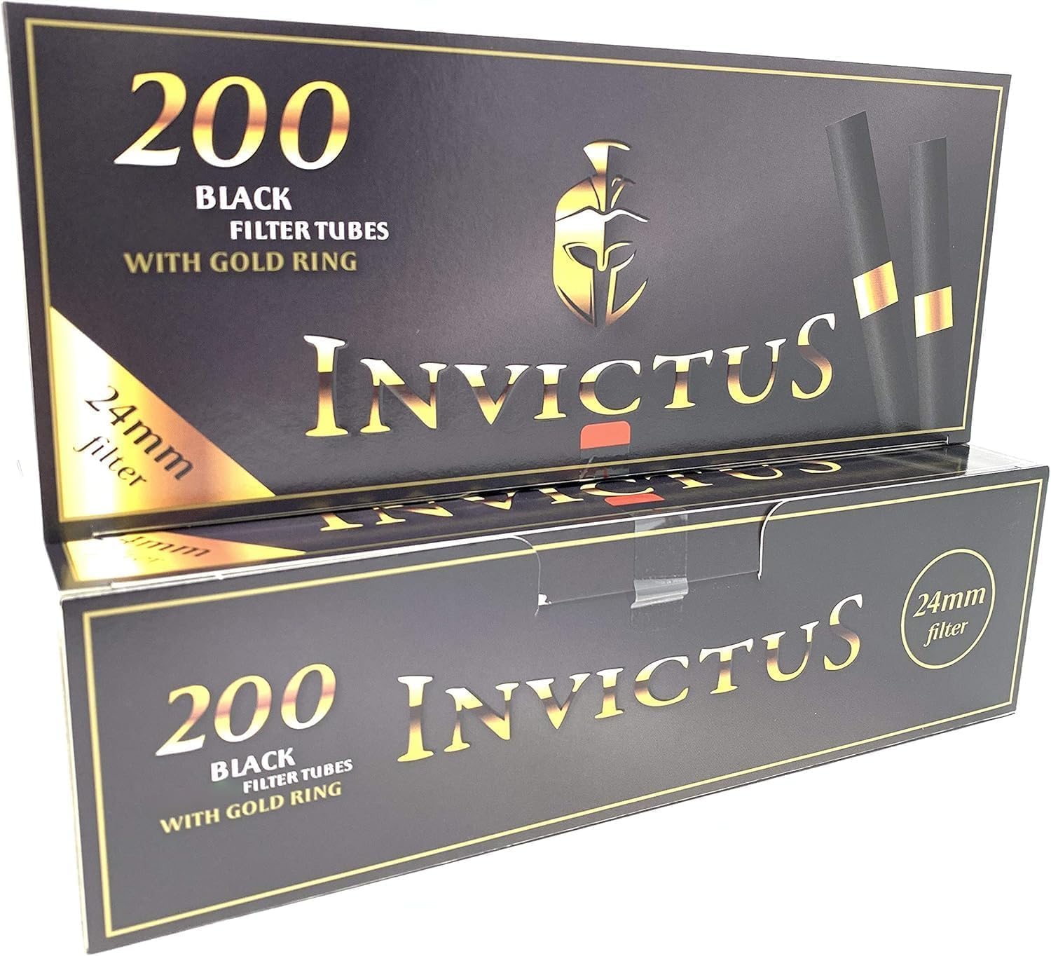 Black Empty Regular 24mm Filter Tubes with Golden Ring - 400 Tubes