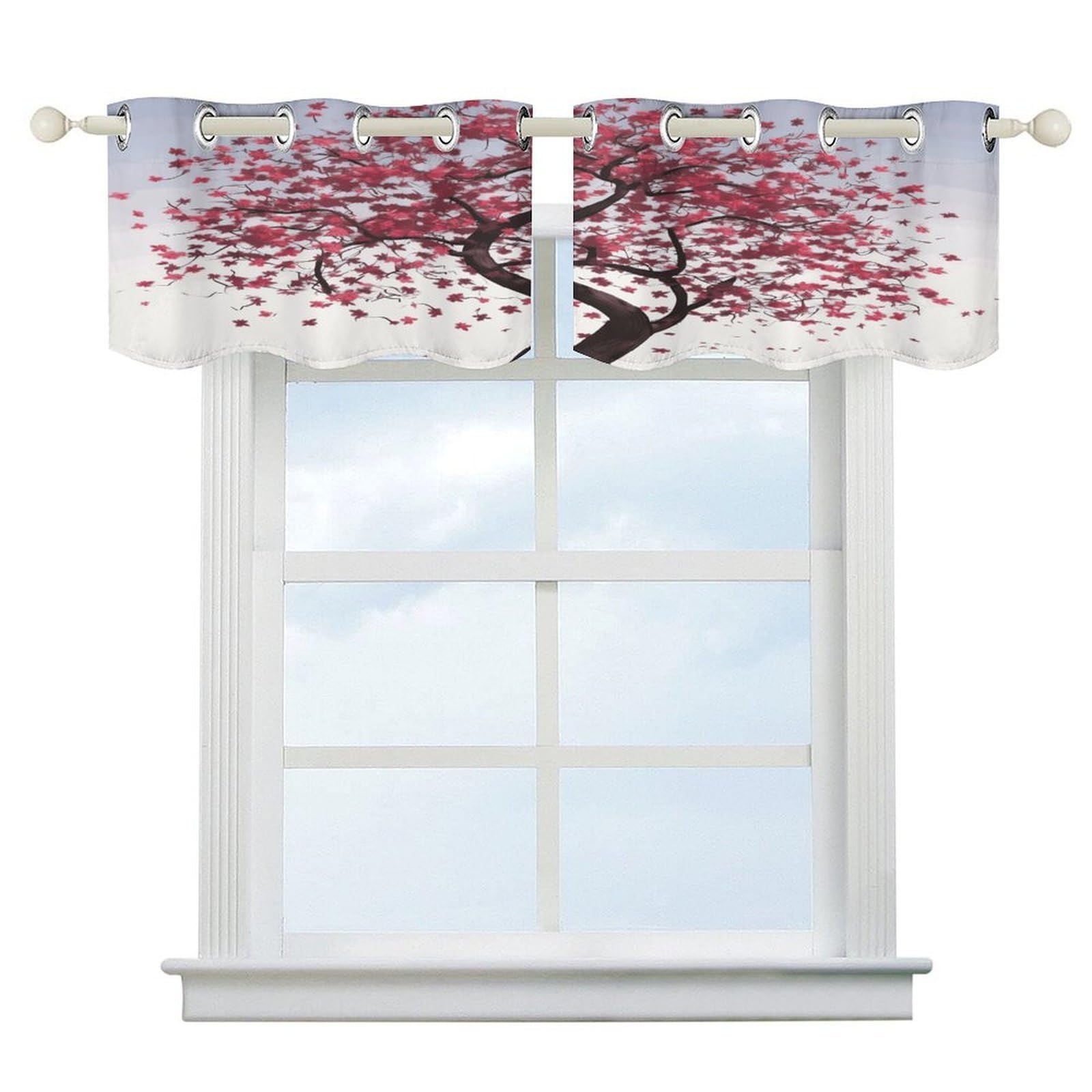 Fekiloot Style Japanese Cherry Tree Short Curtains Valance Curtain