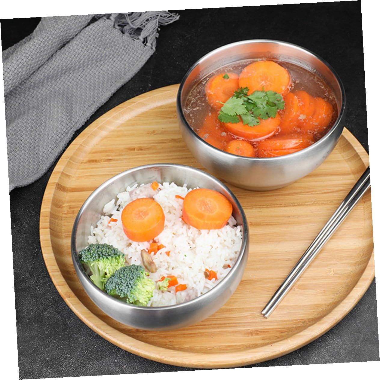YARNOW 2 Stück Edelstahl Reisschalen 15Cm Ramen Nudelschalen Isolierte Suppenschalen Für Zuhause Und Restaurant