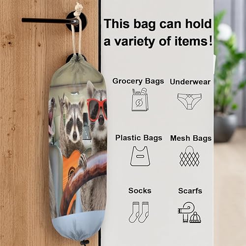Miniatura 3 de Divertido soporte para bolsa de plástico de mapache de animales, lavable, grande, soporte para bolsa de comestibles, organizador de bolsas de