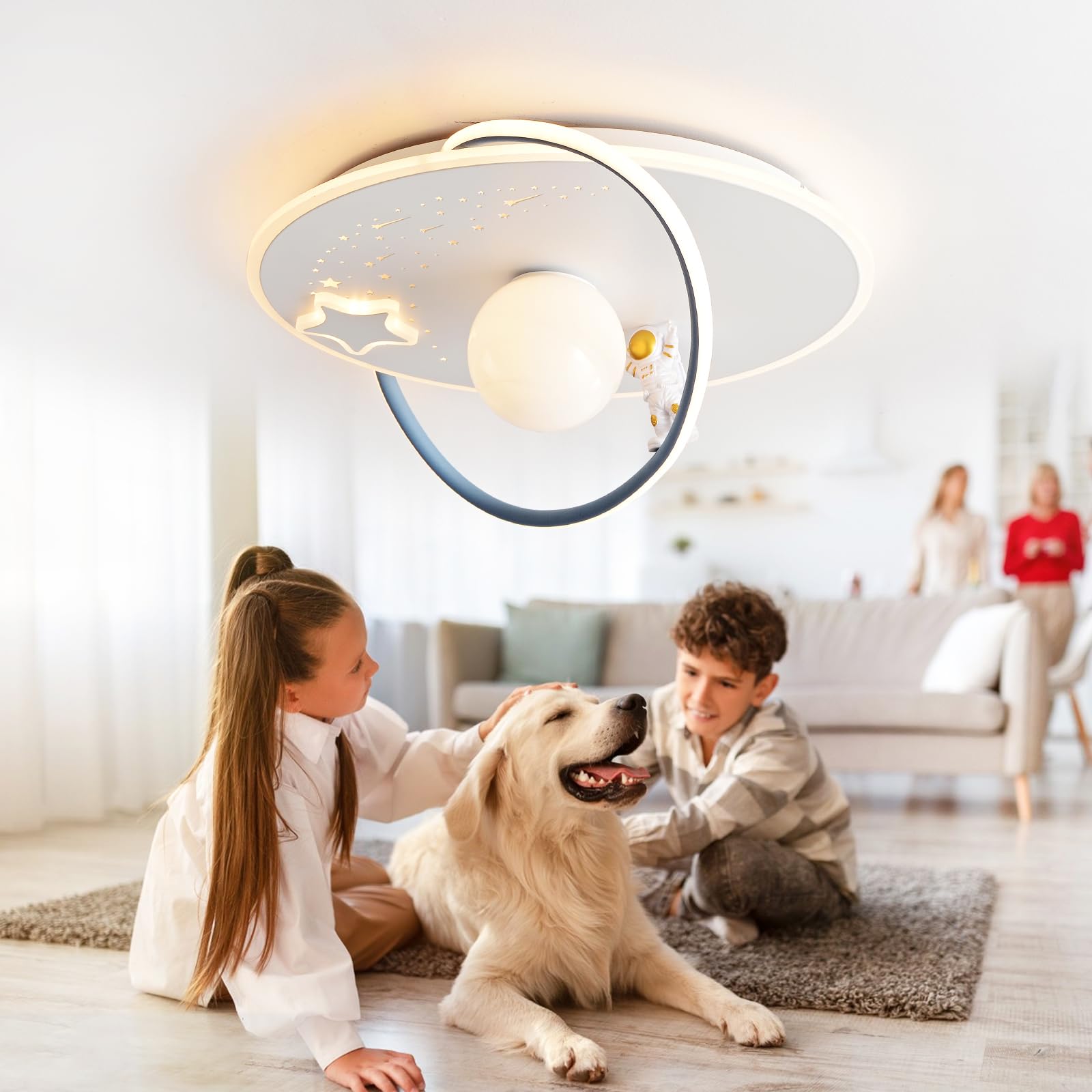 AHXIAOZN Plafoniera Cameretta Bambini Dimmerabile, Lampada Da Soffitto A LED Per Bambini con Telecomando, 3000-6000K, Lampada Soffitto Camera da Letto Astronauta per Bambino Ragazzi