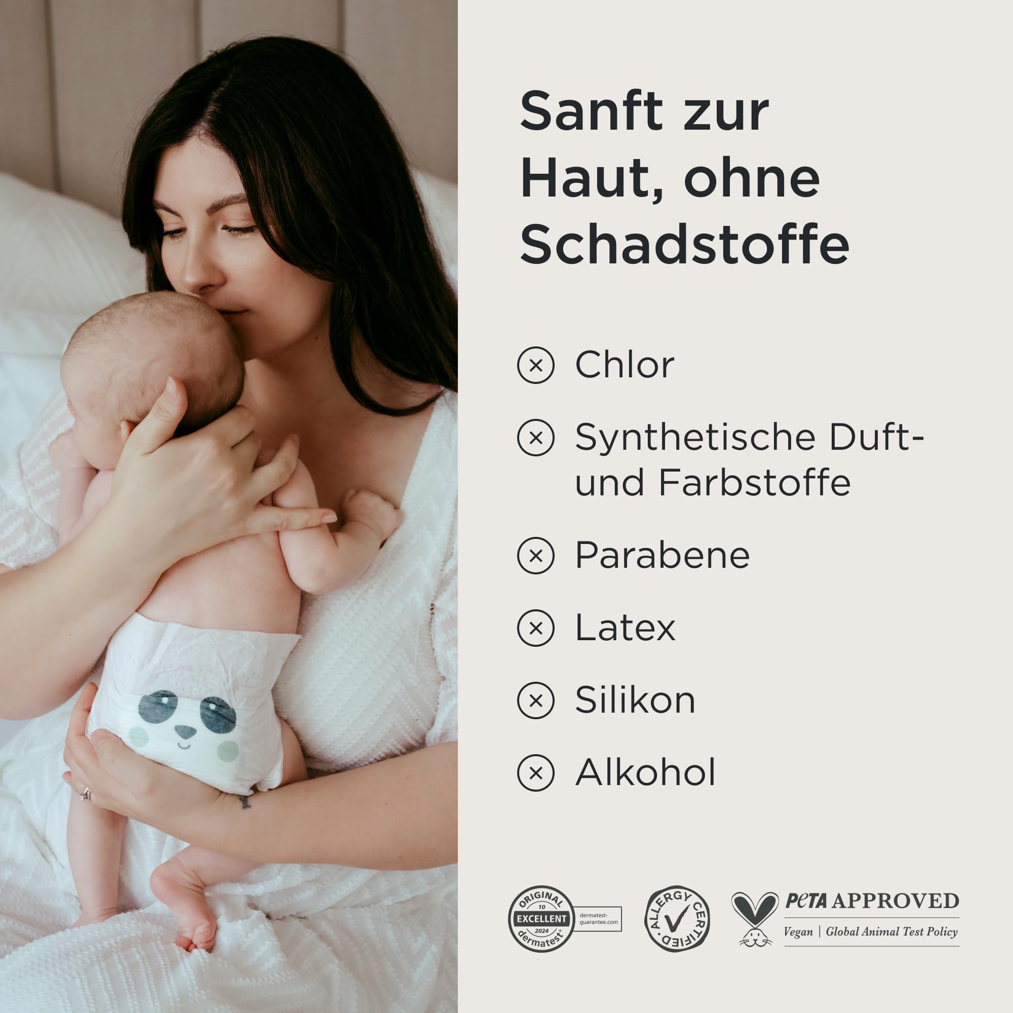 Kit & Kin Premium Windeln Größe 2 (4-8 kg) 152 Stück, Pflanzliche & Hypoallergene Babywindeln, Zuverlässiger Auslaufschutz, Vegan & Tierversuchsfrei
