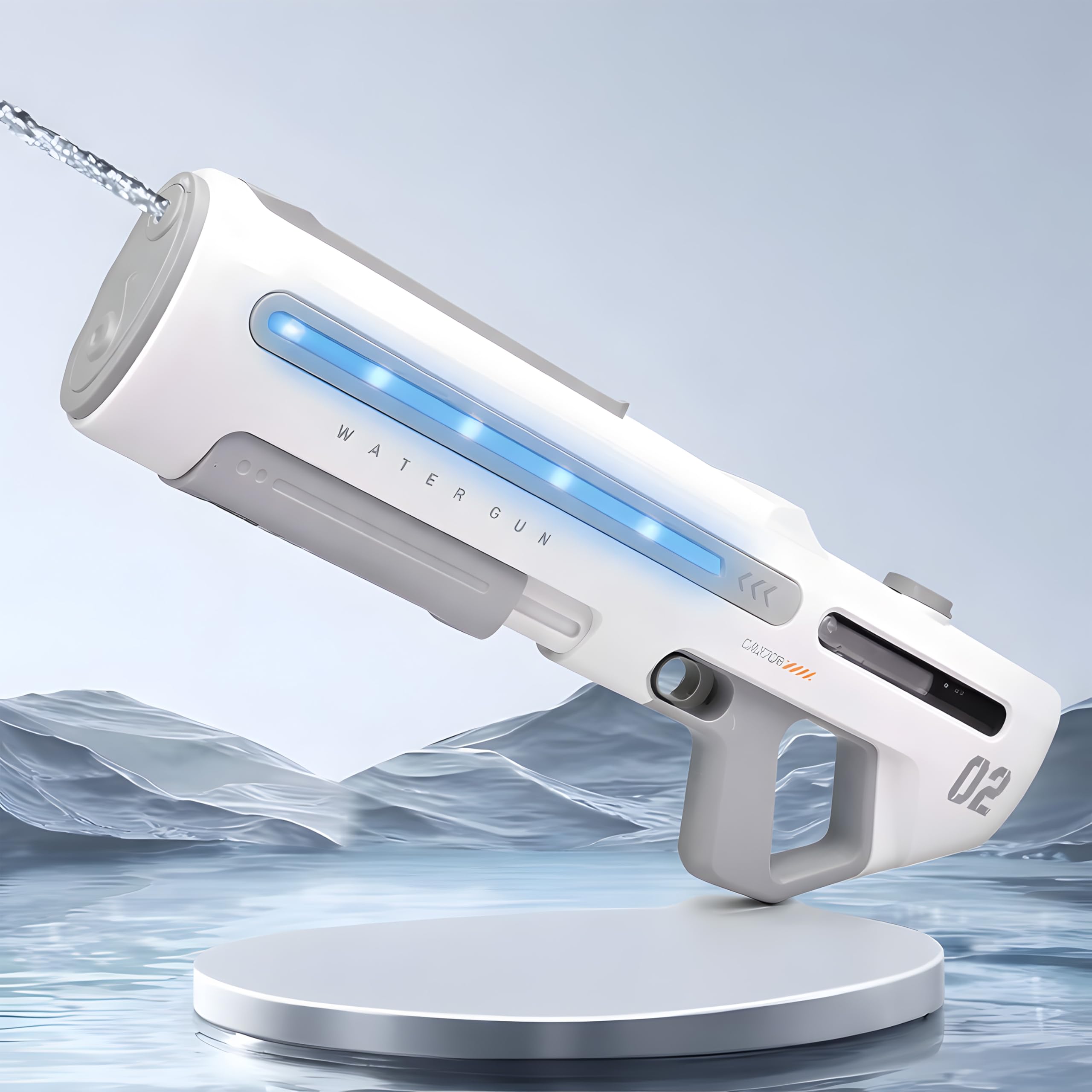 Toyshine Electric Water Holi Gun Toy with 25Ft Range | Automatic Suction Self-Integration | Lights | Rechargeable Battery | 350ml Tank Capacity Perfect for Summer Outdoor Fun - Multi-image-2