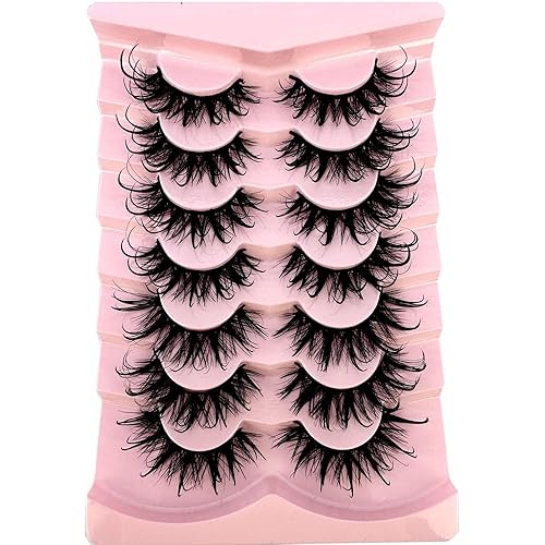 Miniatura 1 de HBZGTLAD 7 pares de pestañas de ojo de gato, pestañas postizas naturales 3D, pestañas postizas 5D esponjosas y suaves cruzadas, pestañas de manga