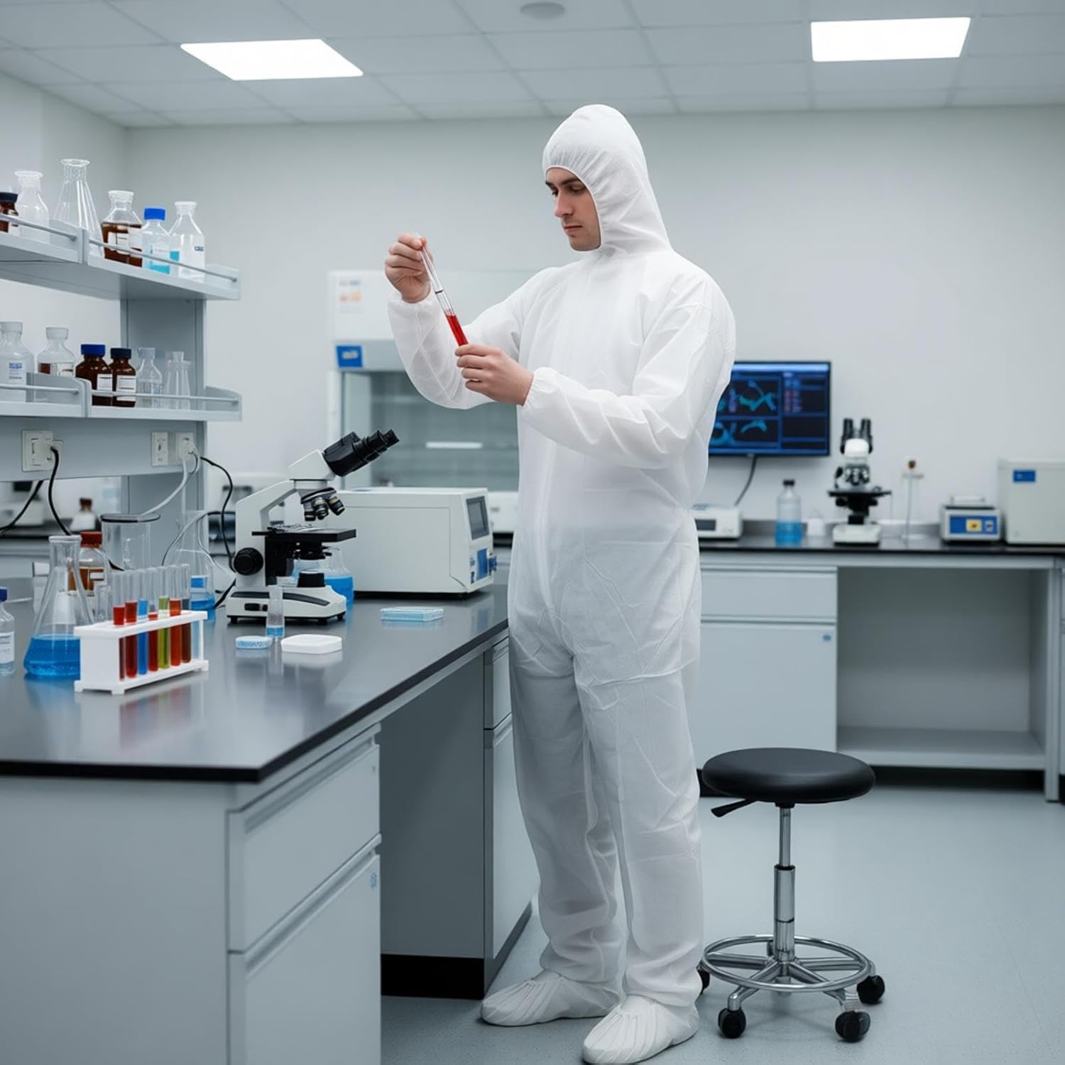 Disposable Coverall - Lightweight Hazmat Suits Workwear with Elastic Wrists and Ankles for Spray Painting Industrial - Image 2