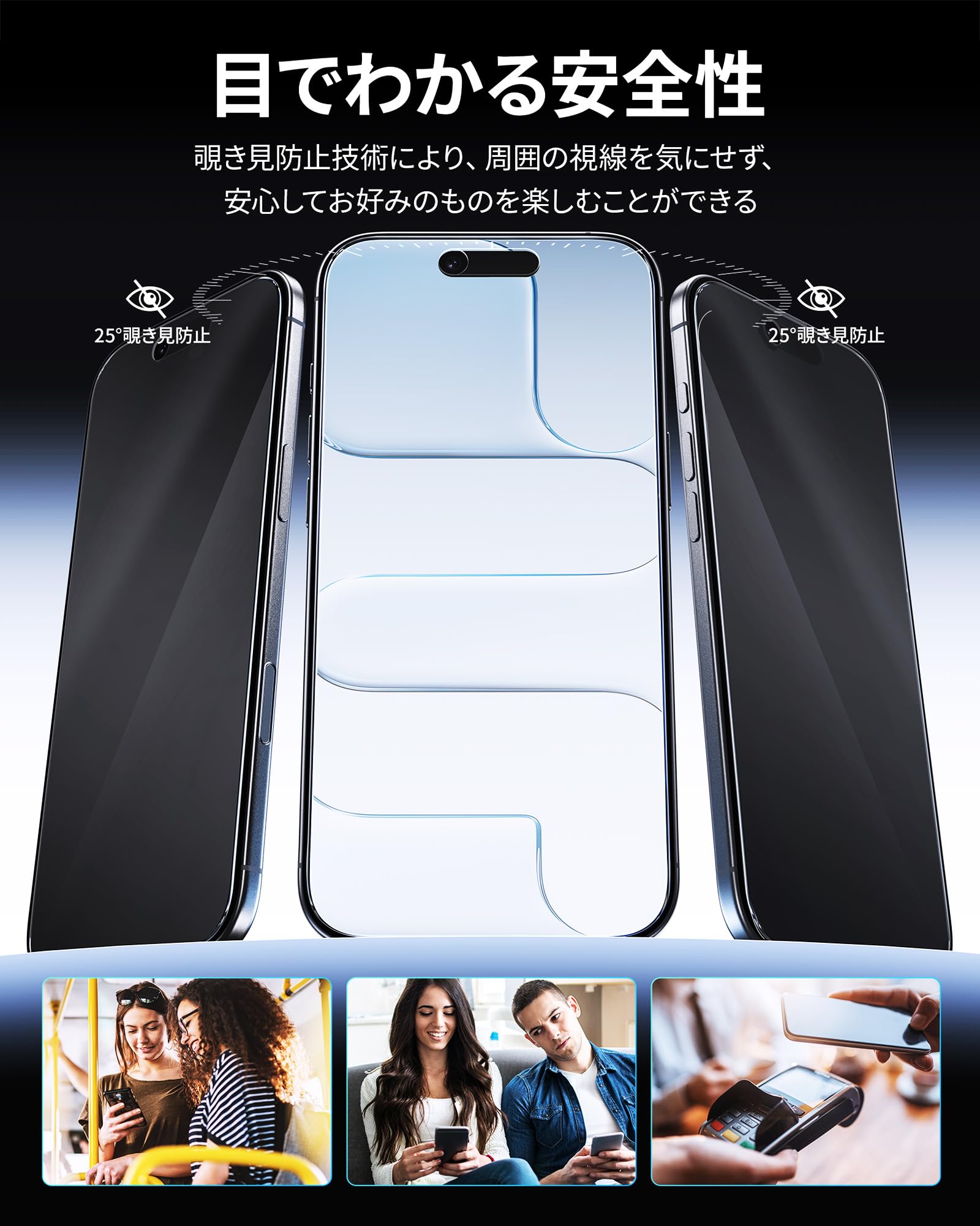 Amazon | 「バリ楽Box」NIMASO 2in1 アンチグレア+覗き見防止 iPhone
