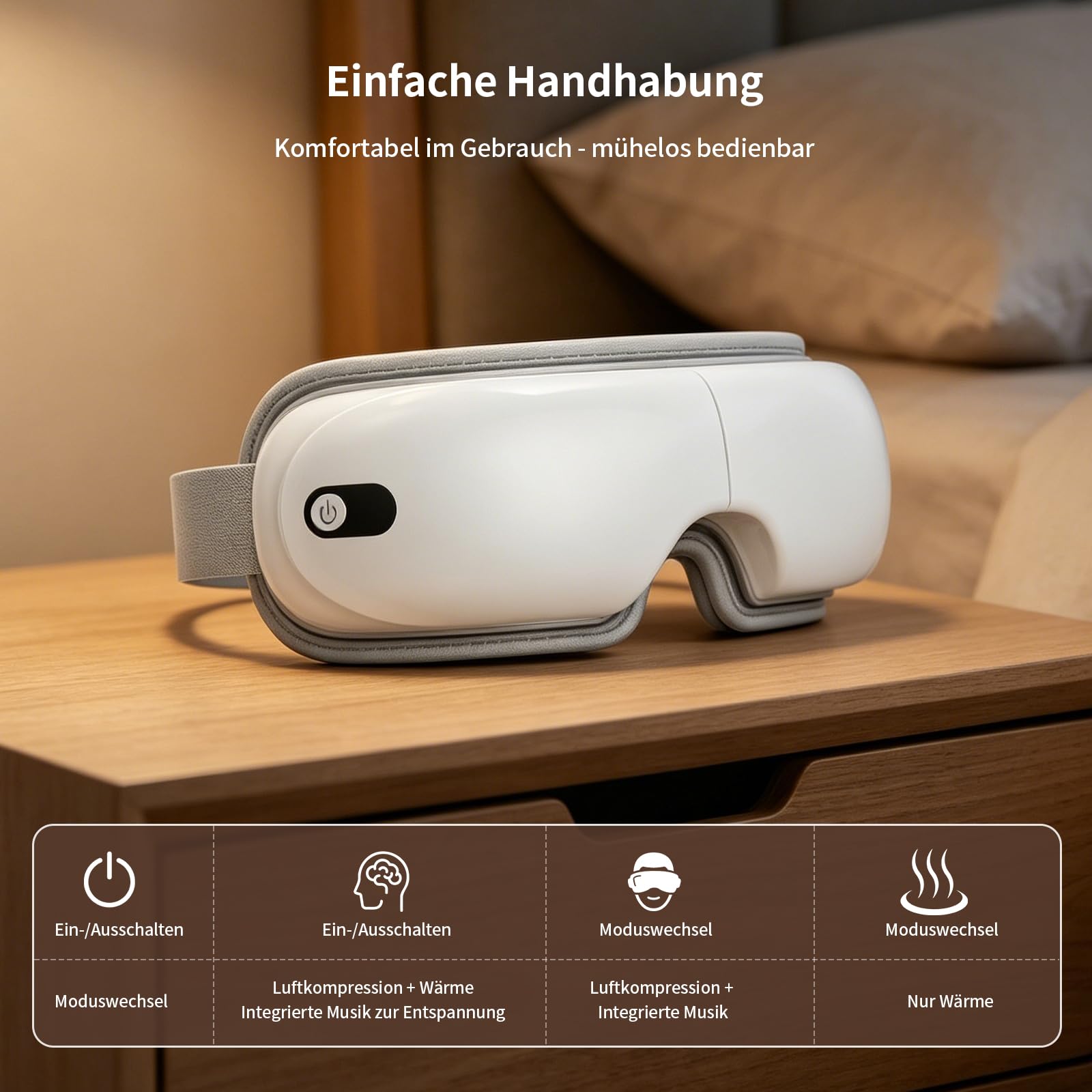 Augenmassagegerät mit Wärme,Vibration & Kompression | Elektrische Augenmassagebrille zur Augenentspannung bei Bildschirmarbeit vor dem Schlafen,Geschenk für Frauen & Männer