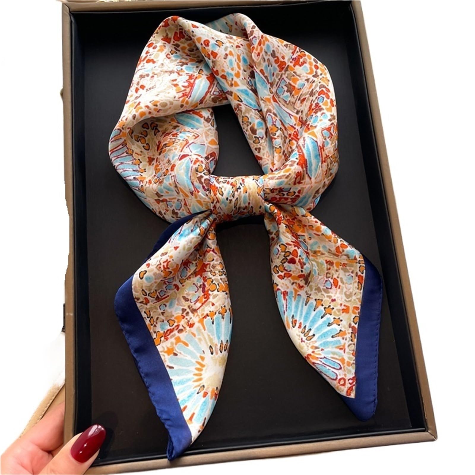Bufanda de Seda for Mujer, pañuelo Cuadrado de Seda a Cuadros de 70x70cm for Verano, pañuelo Retro de satén for el Cuello, pañuelo Suave for el Cuello, Hijab
