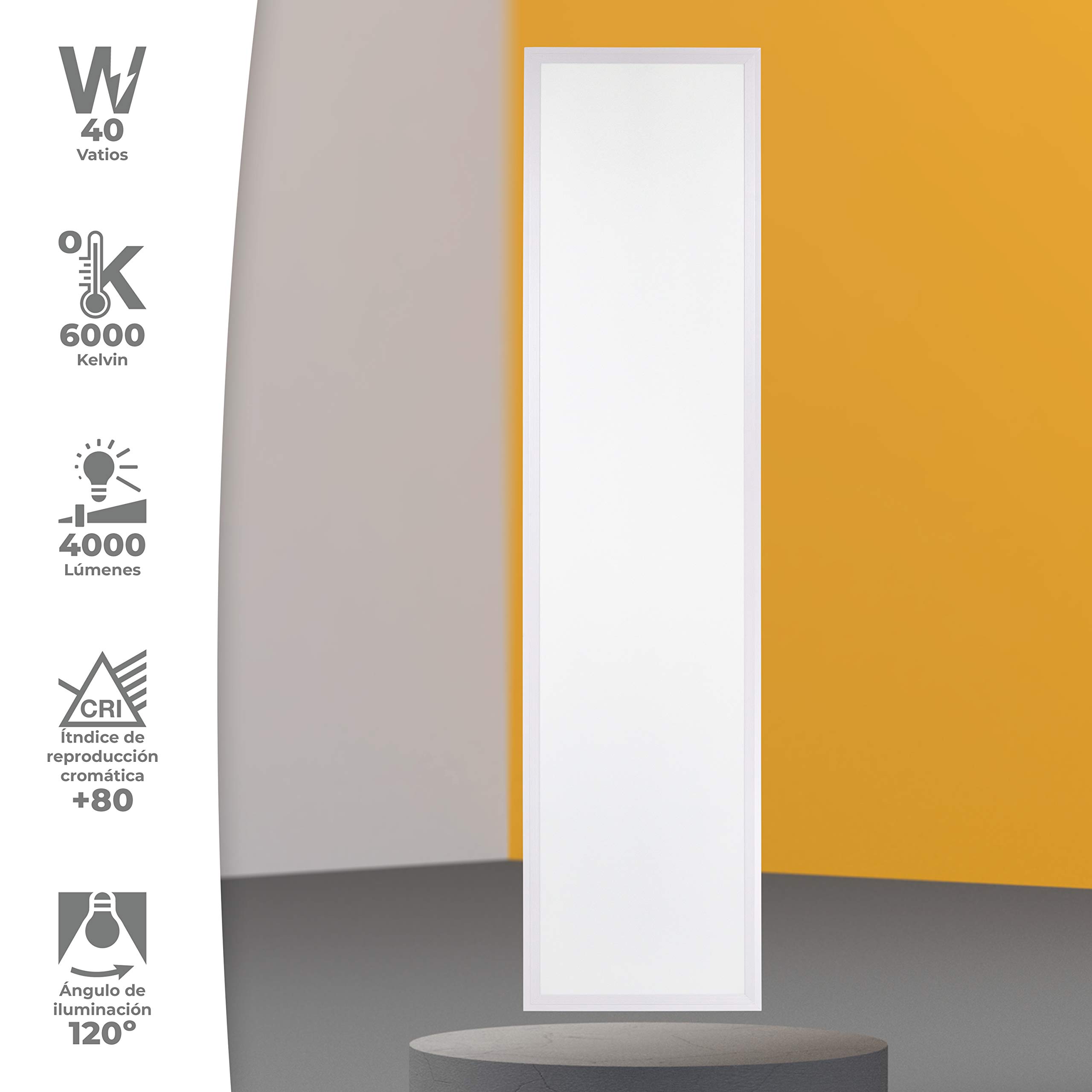 Popp® Pack2 Panel LED 30x120 40W Driver LIFUD 4000Lm IP20 6000K Luz Blanca para Falso Techo Empotrado series ECO Bajo Consumo *Marco No Incluido (30x120cm 6000K)