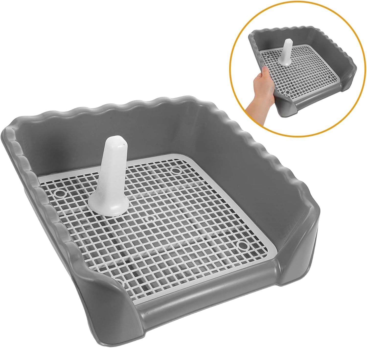 Dog Potty Training Tray Medium Indoor Dog Toilet with Mesh Grid and Raised Sides for Puppy Potty Training Includes Pee Pad Holder and Slip Design