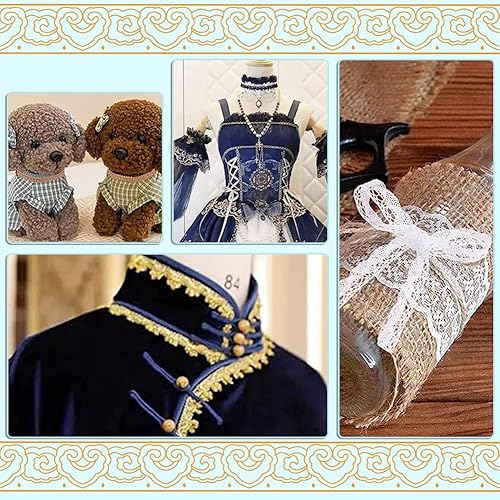 Miniatura 6 de PH PandaHall 10 yardas de trenza tejida dorada, 34 pulgadas de hierba trenza de encaje, cinta decorada Gimp Trim para manualidades, boda,