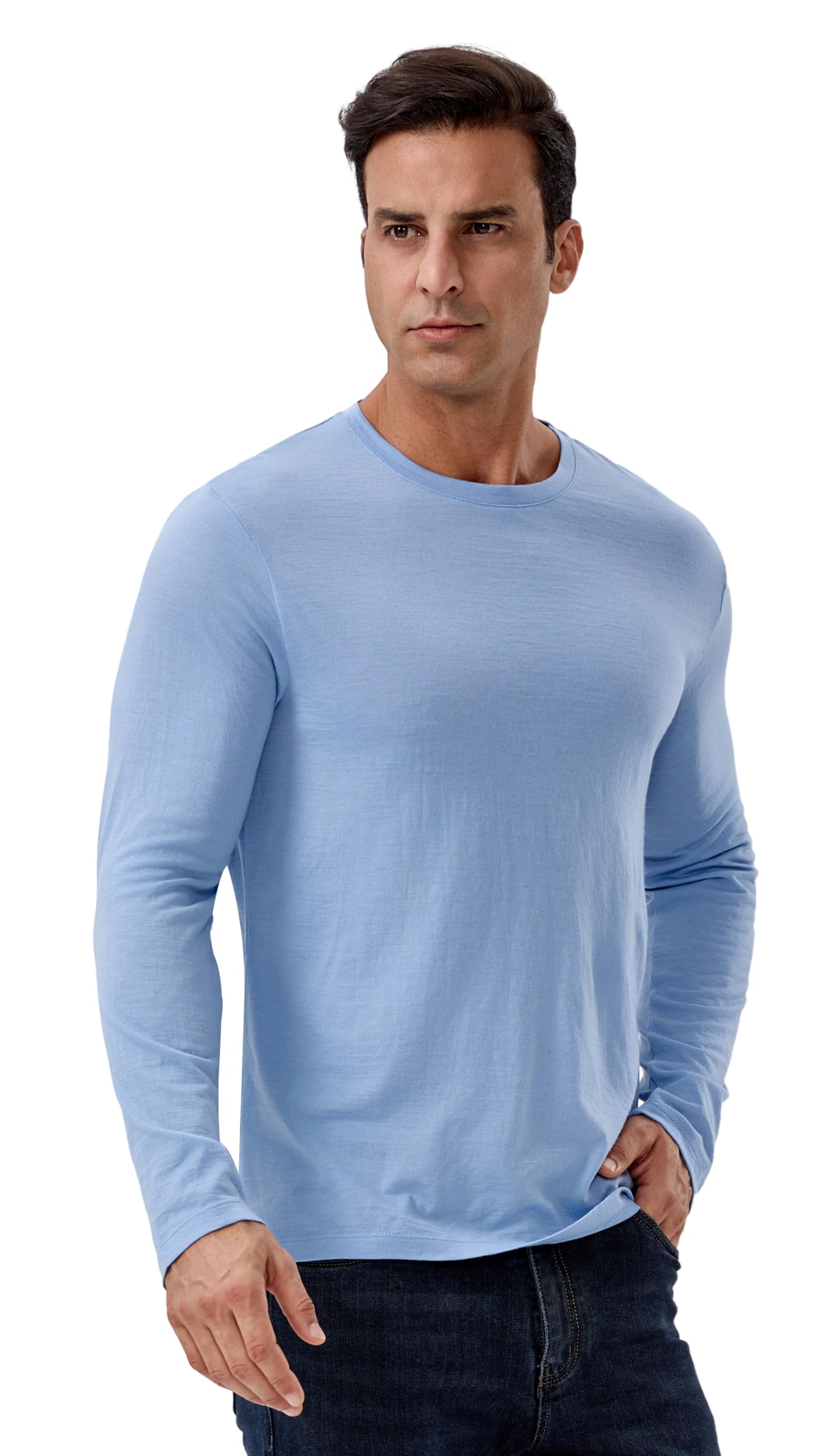 Men's 100% Merino Wool Base Layer Top, Merino Wool Long Sleeve Undershirt, Wool Thermal Shirt