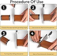 Vista 4 de Knife Sharpener Tool - Rolling Knife Sharpener Kit with Diamond discs 400/1000 & Angles 15° & 20°, Razor sharp Edges, Multipurpose Rolling Sharpener