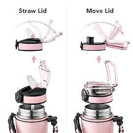 GOSWAG Insulated Sports Water Bottle, 24oz 2 Lids(with Straw/No Straw), Stainless Steel Water Bottles with Paracord Handle, Insulated Bottle with Double-Wall Vacuum Insulation