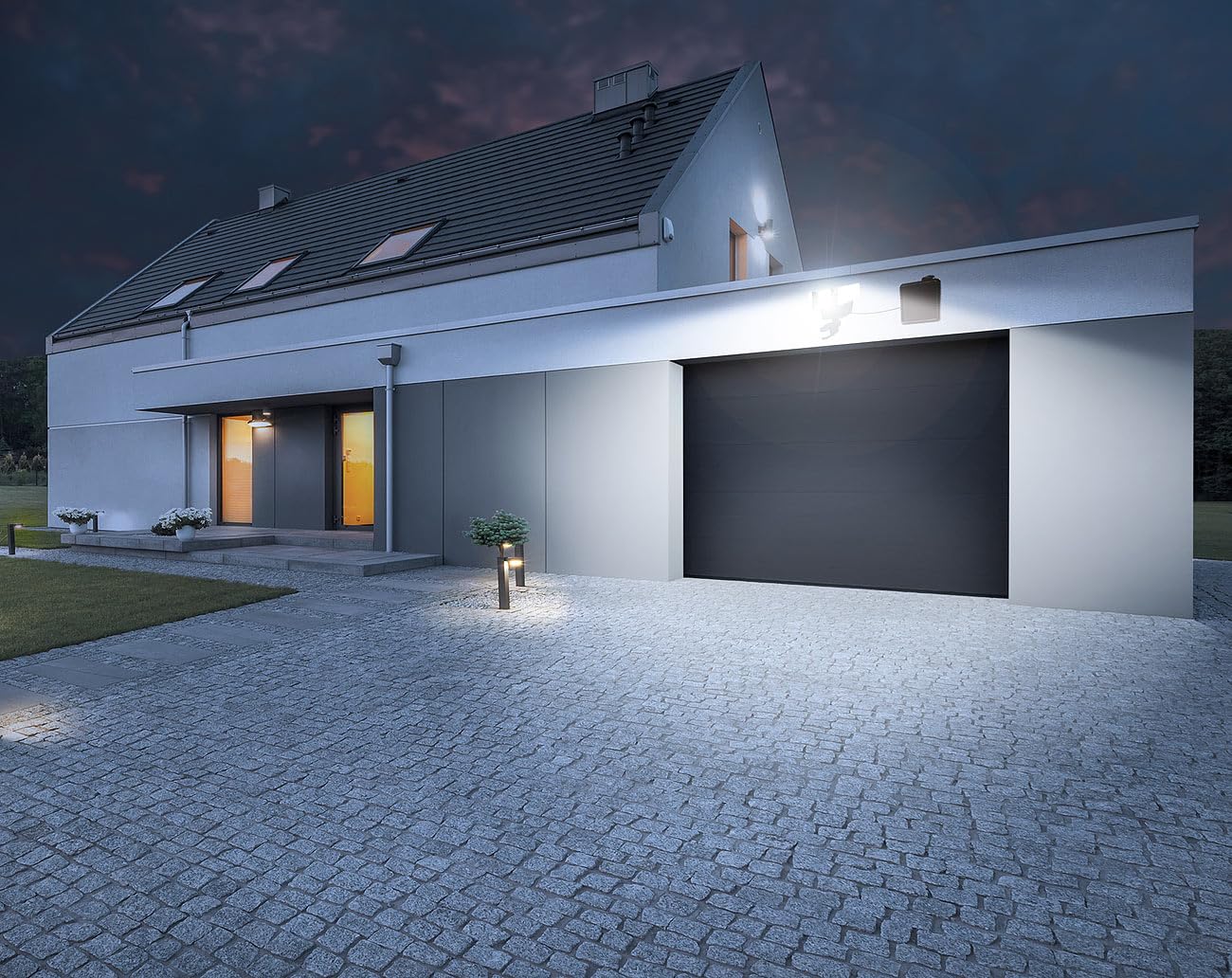 Luminea Solar LED Wandfluter: 2er-Set 3-fach-Solar-LED-Fluter für außen, PIR-Sensor, 3.600 lm (Scheinwerfer Bewegungsmelder, Wandstrahler)