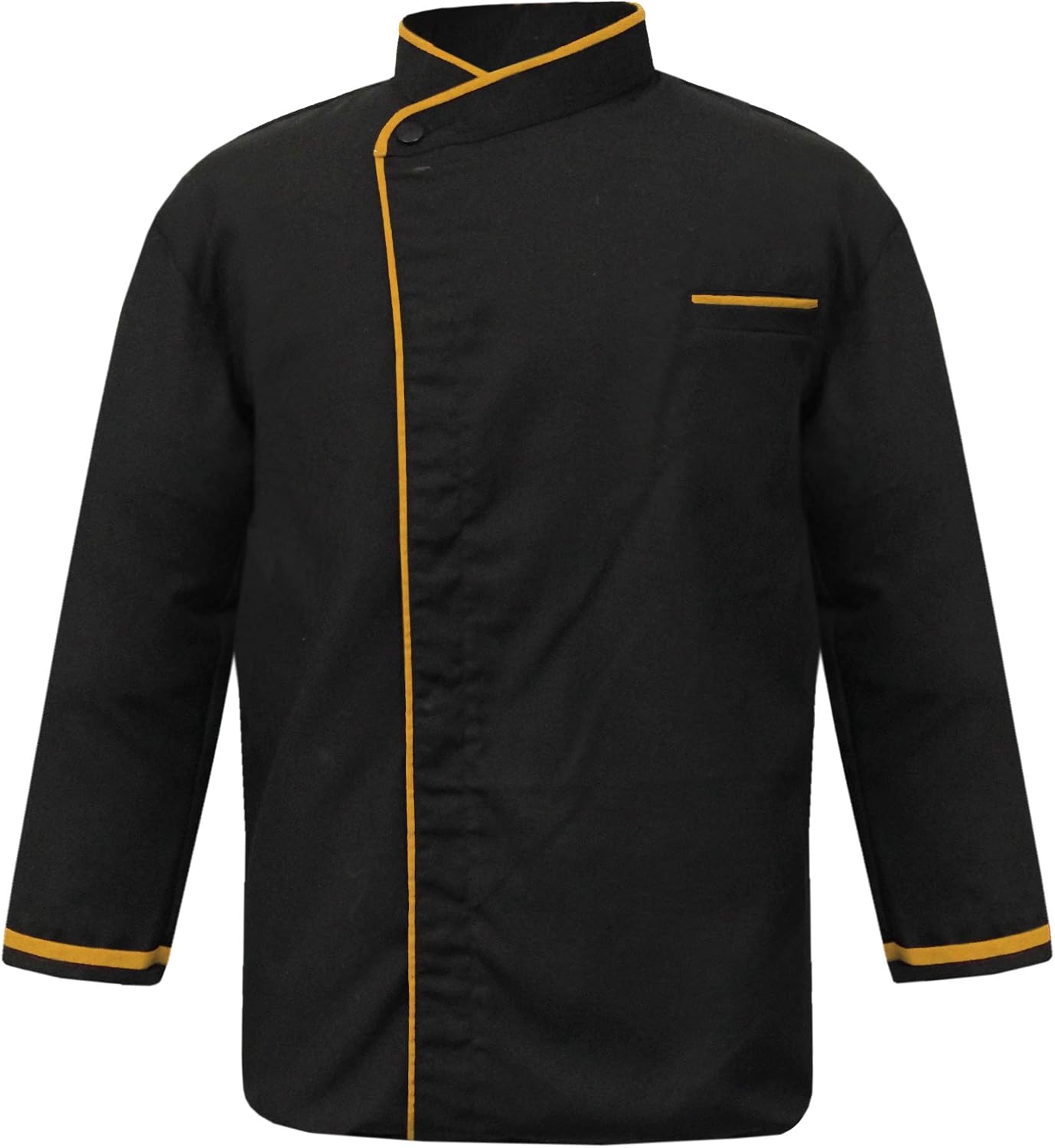 Leorenzo Shaped PN-41 Men's Black Chef Jacket Multi Colour PN in Collar Chef Coat