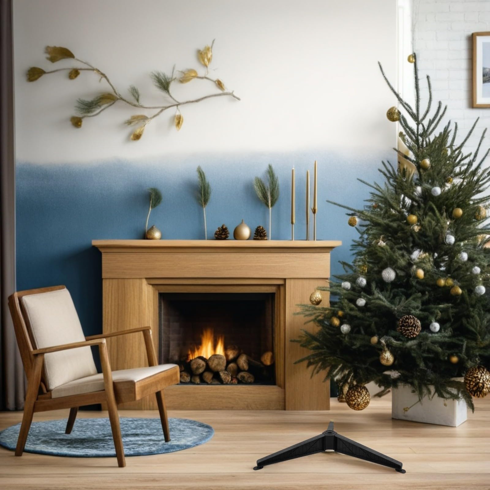 Toyvian 4 Piezas Soporte para Árbol de Navidad Artificial PS Negro para