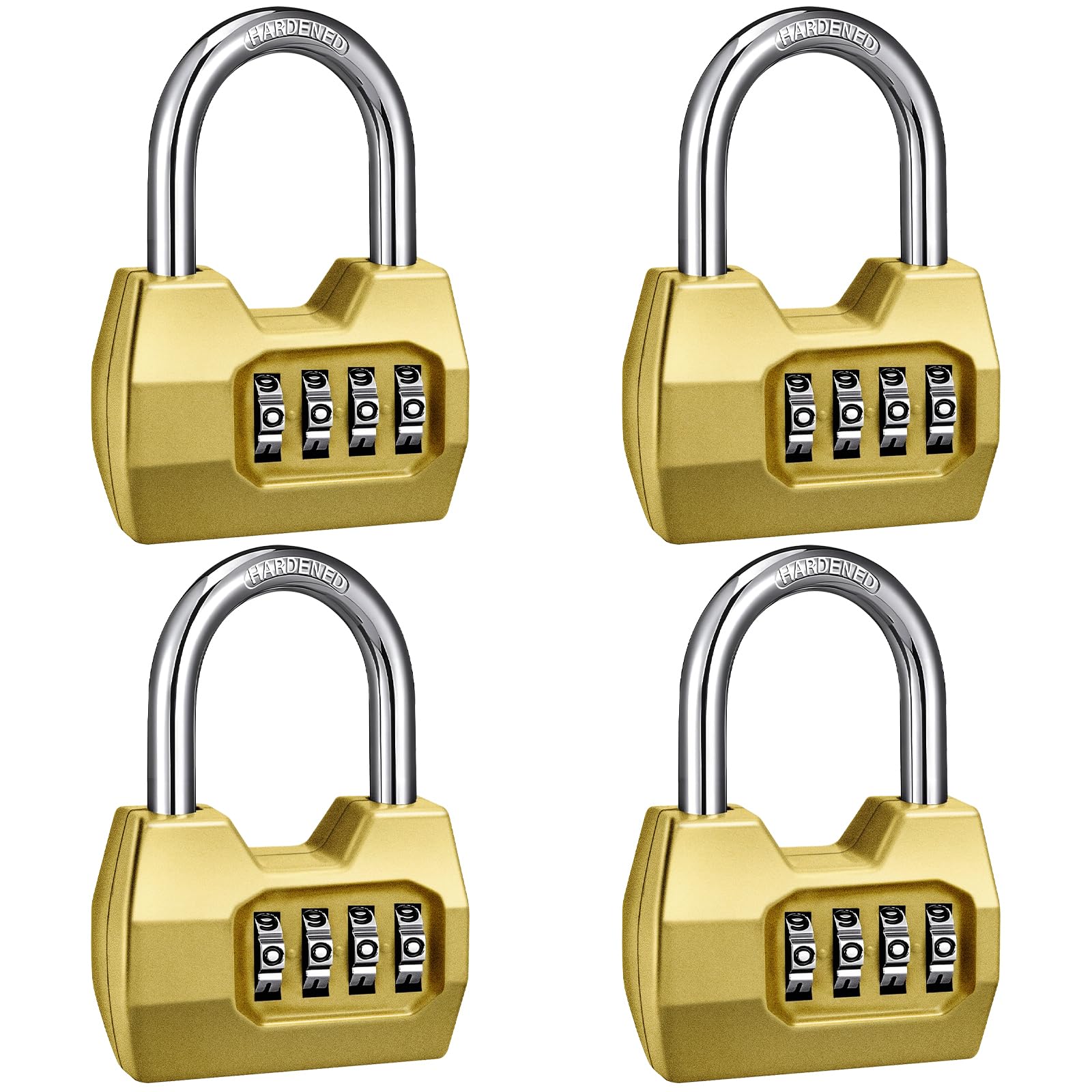 Paquete de 4 candados de combinación de 4 dígitos, impermeables para exteriores, para casillero de gimnasio, valla, puerta, cobertizo, unidad de almacenamiento, funda, caja de herramientas