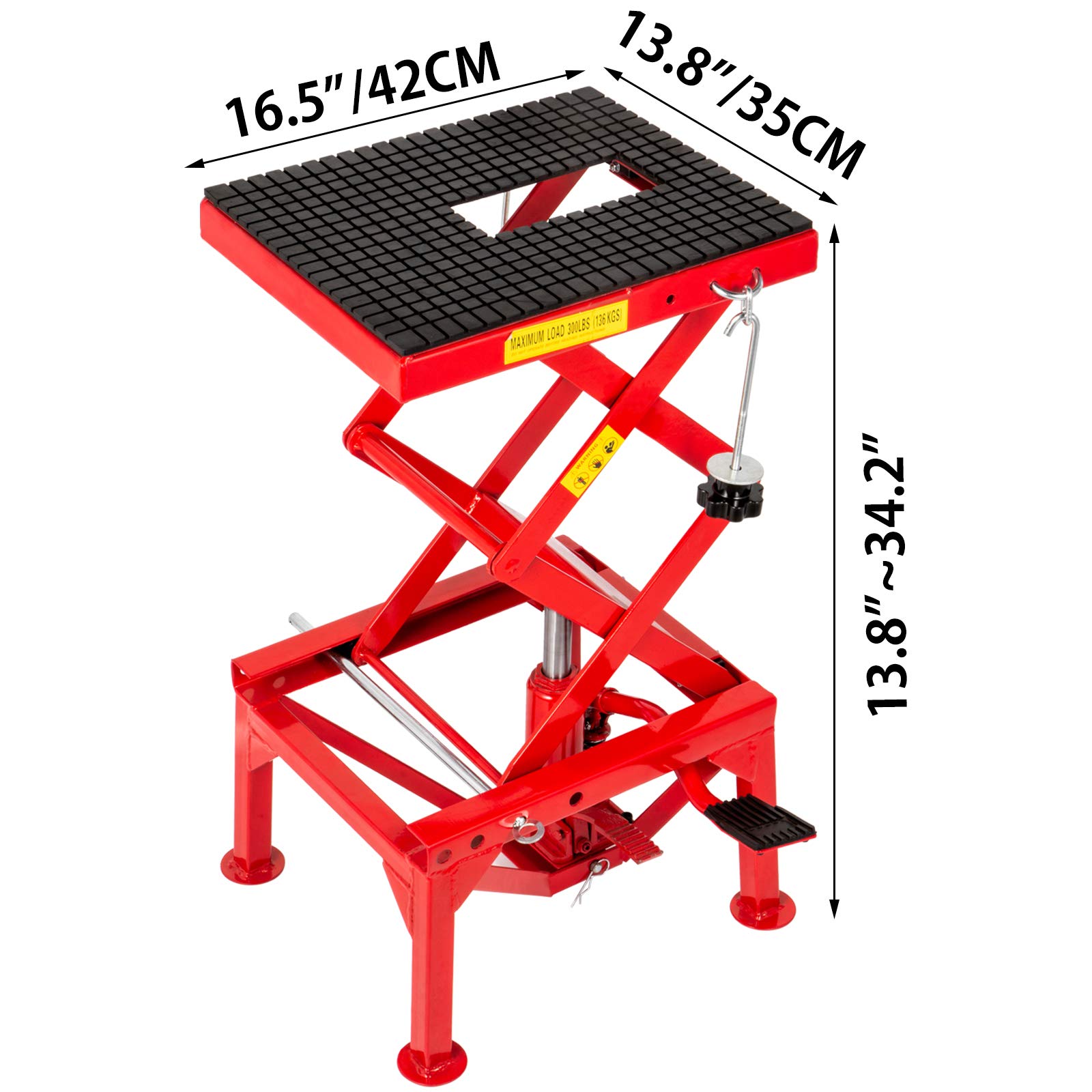 Buy VEVOR Hydraulic Motorcycle Lift Table 300LBS, red scissor lift
