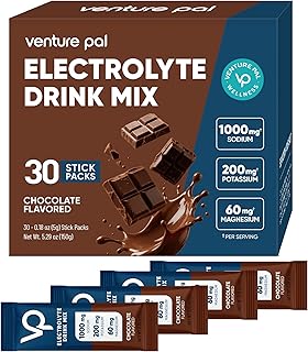 Venture Pal High Sodium Electrolyte Powder Packets | Sugar Free Hydration Drink Mix with Sodium, Potassium, Magnesium & Vitamins | Zero Calorie | Keto, Vegan & Paleo Friendly | 30 Sticks