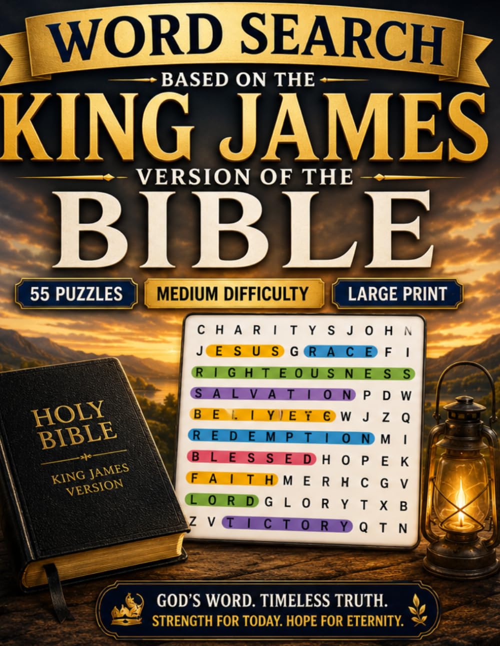 Bible Word Search for Adults 55 Medium Difficulty Puzzles from Genesis to Revelation -- King James Version
