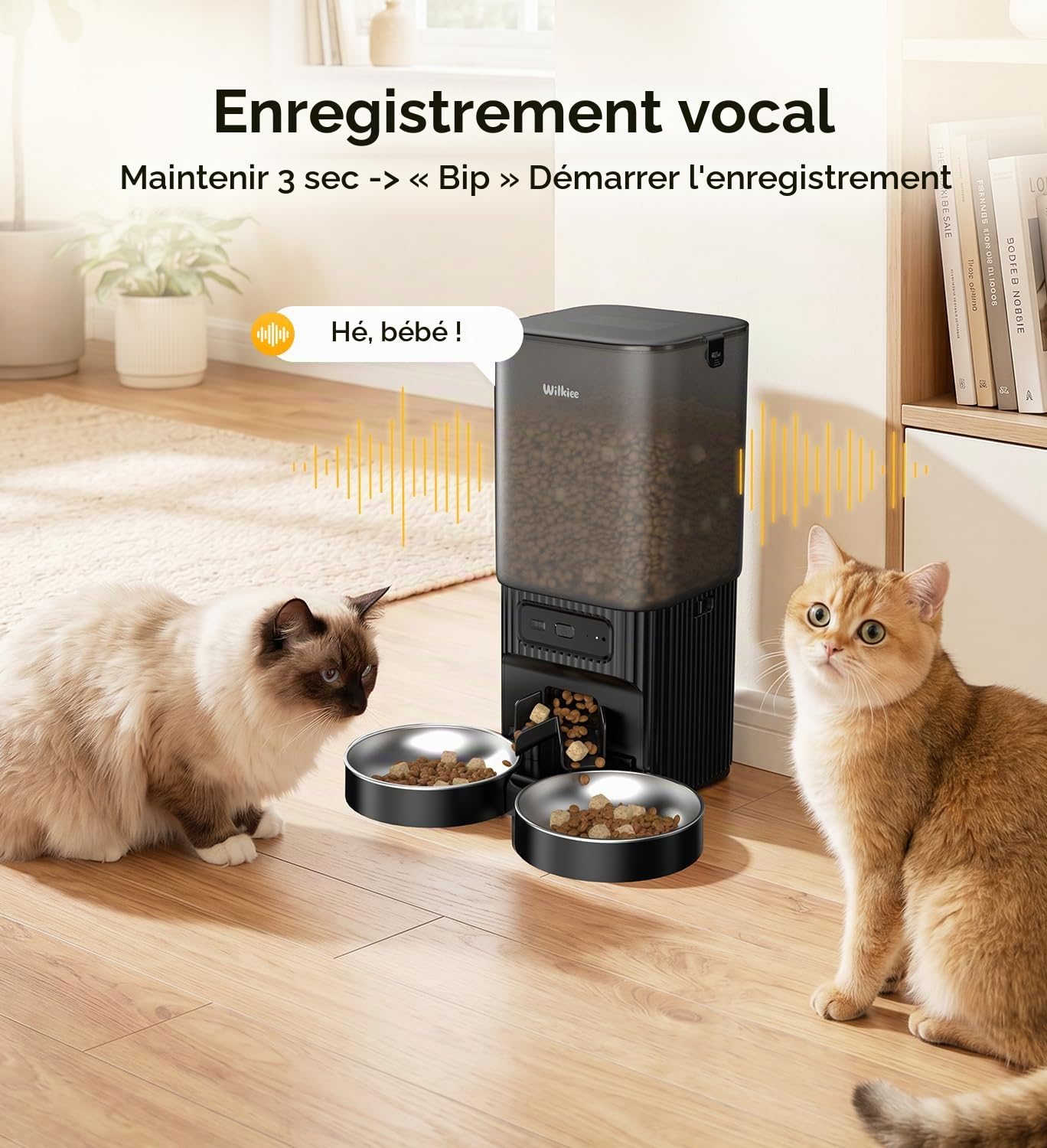 Distributeur Automatique 7L avec APP & WiFi Double-Bande pour Chats/Chiens | 2 bols, 7L, APP, WiFi 2,4G/5G, minuterie programmable, pour plusieurs chats et chiens, noir élégant