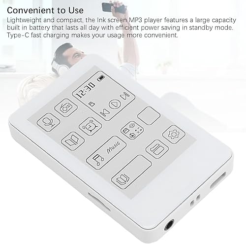 Miniatura 4 de Reproductor de MP3, reproductor de música con sonido de alta fidelidad, libro electrónico, pantalla de tinta HD de 2.7 pulgadas, 5.0 con control