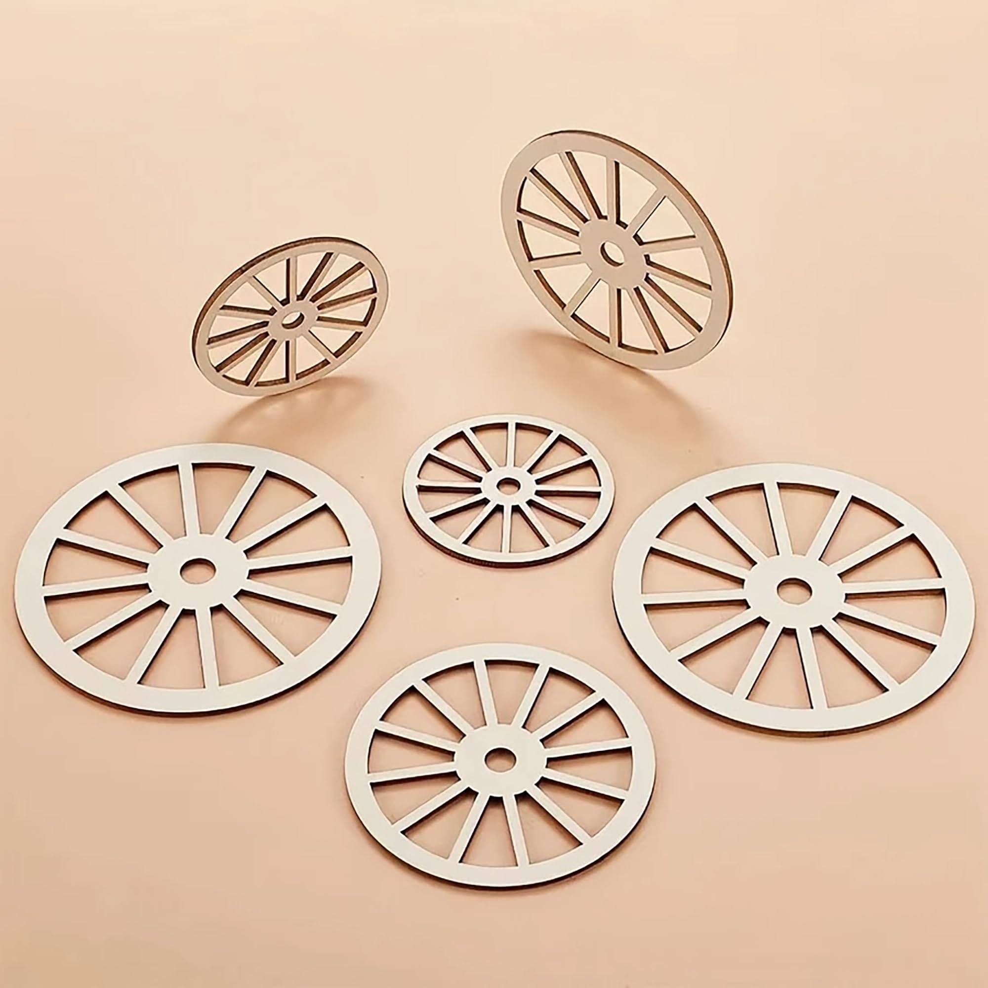Cliths Decorative Mini Wooden Truck Wheels Set for Crafts, Table Decor, DIY Projects, Rustic Hanging Holiday Accessories, Wood Cutouts for Home Decoration, Seasonal Wall Art 1