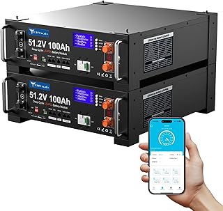 LiFePO4 48V 200Ah Bluetooth mit 100A BMS(2er-Pack 48V 100 Ah),10.24KWh 48V Lithiumbatterie Serverschrank Solarbatterie für Solaranlage Komplettset,Photovoltaikanlage,Wohnmobil