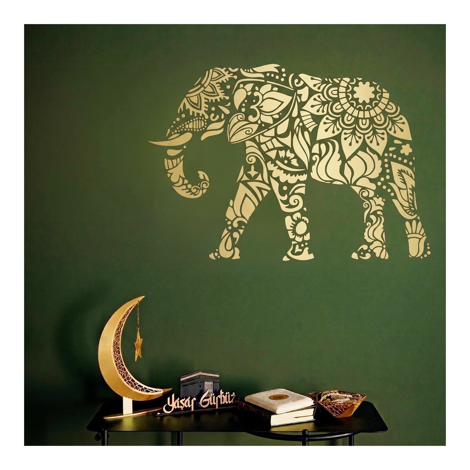 Plantillas de pared con diseño de mandala de elefante sagrado, 115 x 80 cm, reutilizable, plantilla grande personalizada para muebles, decoración del hogar de gran tamaño