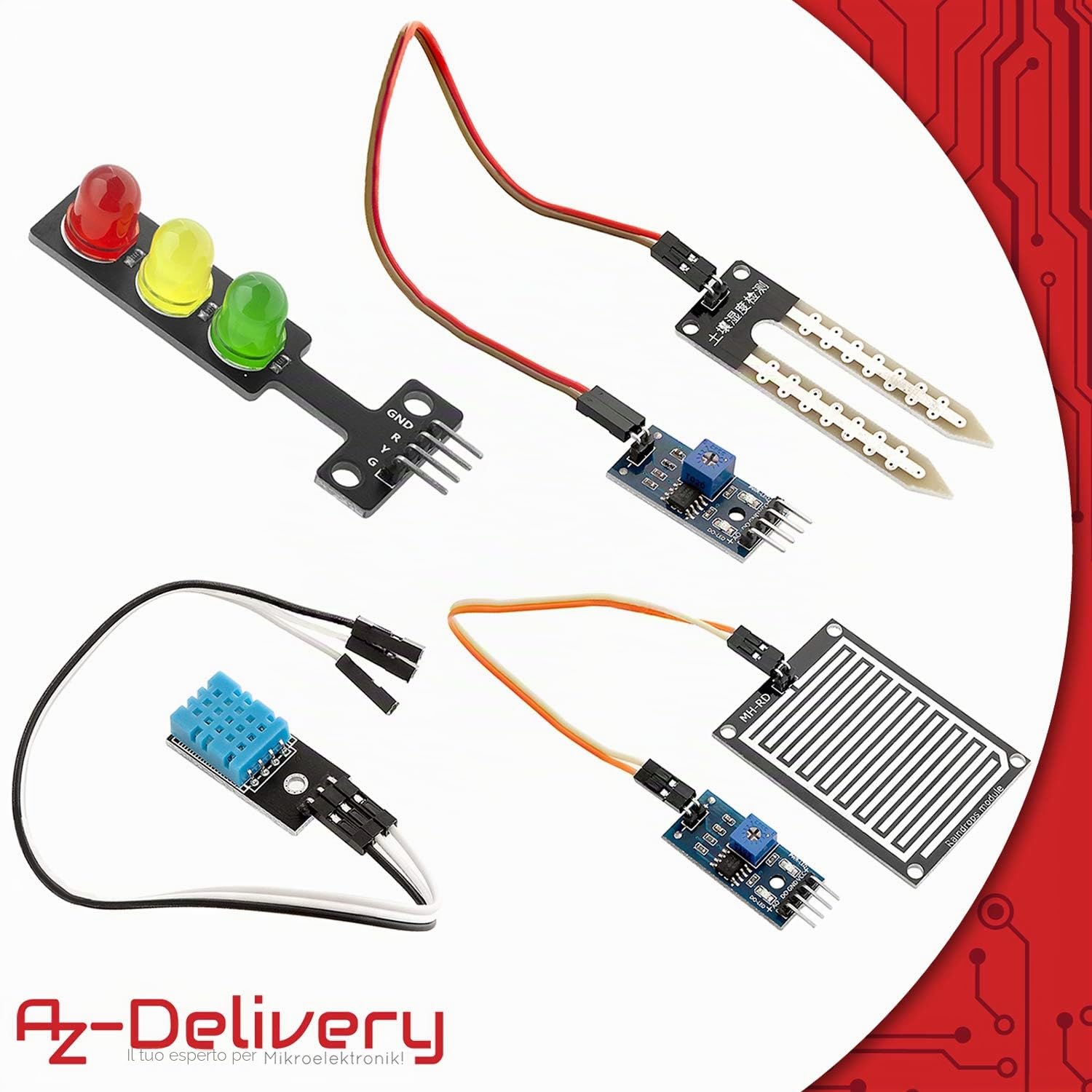 AZDelivery 5 x Kit 16 in 1 - Kit di accessori compatibile con Arduino e Raspberry Pi incluso un E-Book!