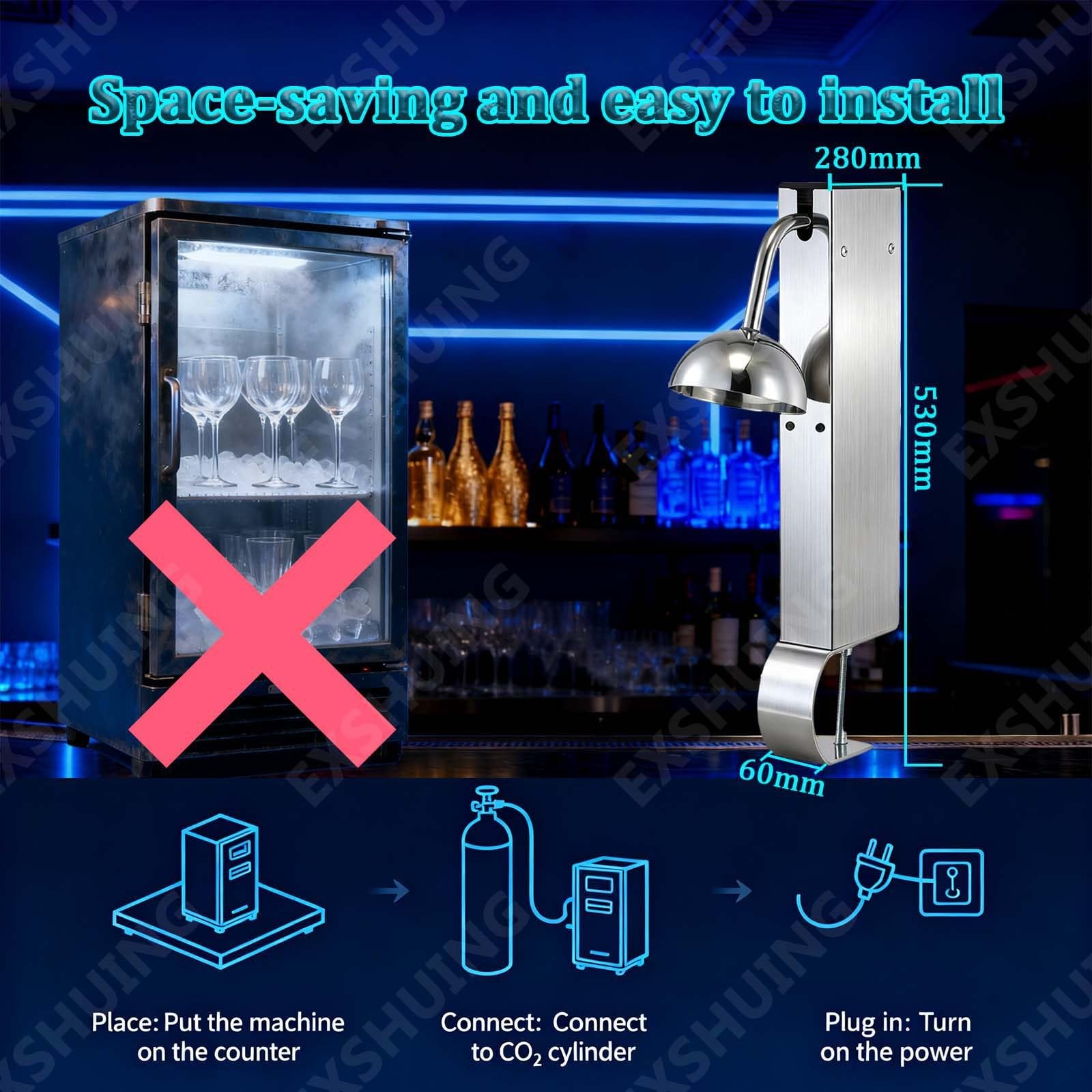 Enfriador De Copas De Co2 Comercial, Congelación Instantánea En 6 Segundos A -25 °C Y Sin Dilución, Enfriador Rápido De Copas Para Cócteles Y Cerveza, Con Luces De Neón Rgb(Classic)