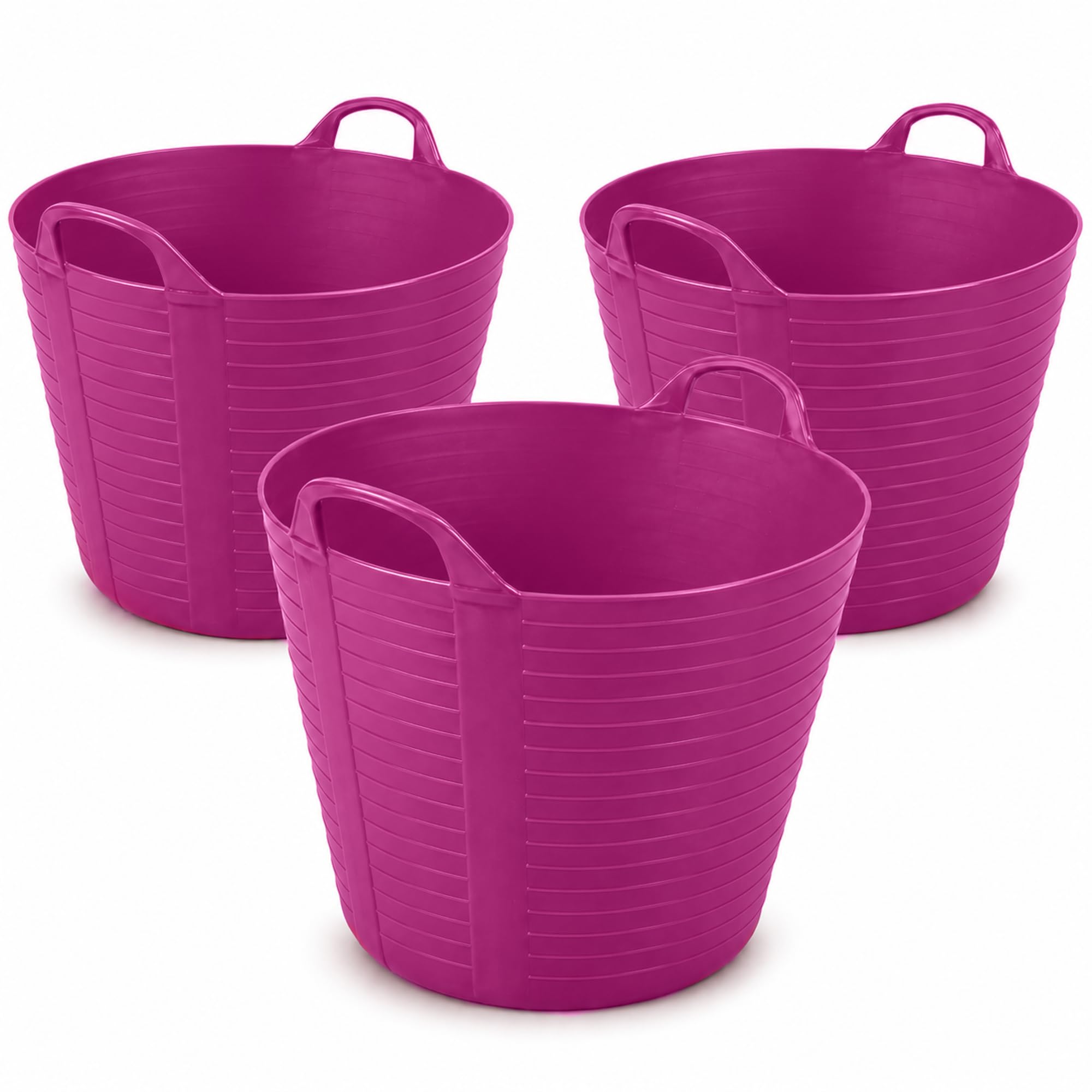 3x 42L Garden Home Flexible Tub Container Bucket FlexTub - MADE IN THE UK 42 Litre - Pink