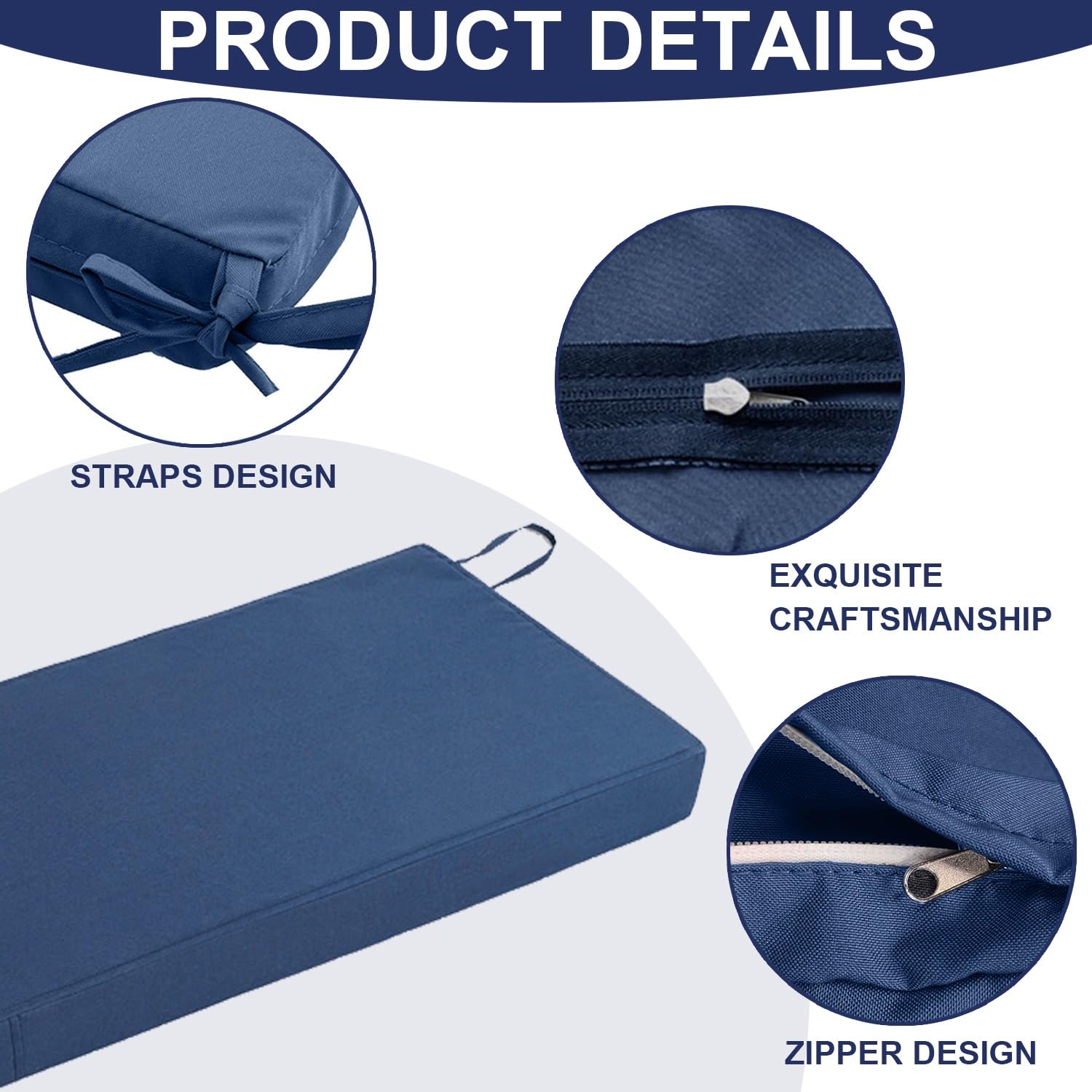 Funda Impermeable para Cojín de Banco de Exterior, Cubierta de Repuesto con Cremallera y Correas, Protector de Asiento para Jardín, Patio, Balcón y Sofá(Gris Oscuro,180x60x10cm)