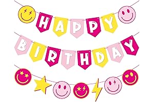 Preppy Smiley Face Happy Birthday Banners for Fun Party