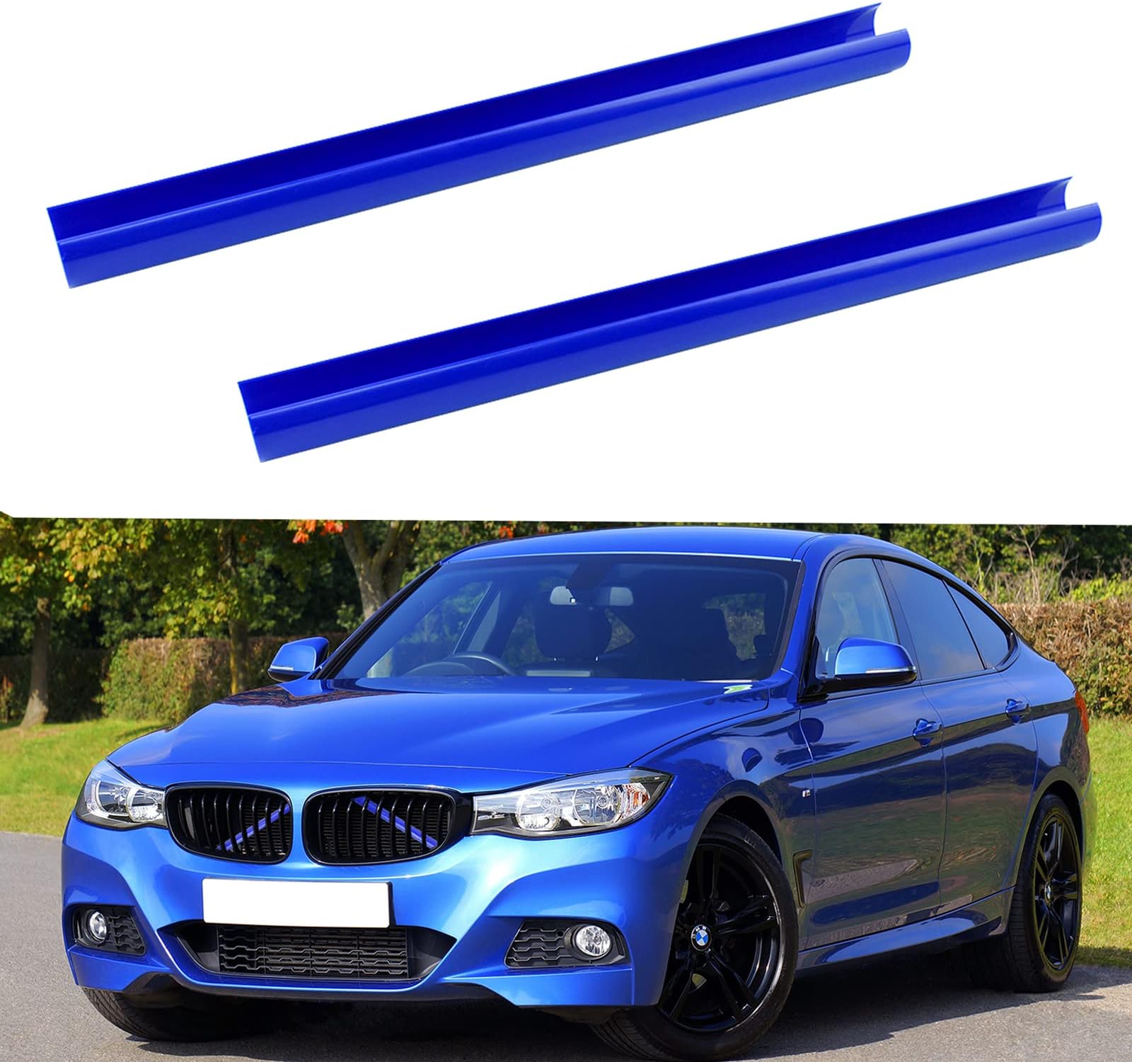 Kikuo Blue Stripes Front Grill Inserts Trim Compatible Grill Stripes with _B-M-W_ 1 2 3 4 Series, F20 F21 F40 F22 F23 F24 F44 F30 F31 Pack of 2 Q34 F 35 F32 F33 F36 G29