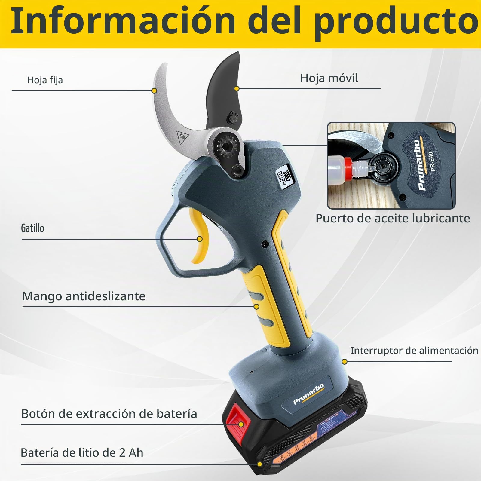 Tijera de Poda Eléctrica 40mm Compatible con Makita 18V | Solo Herramienta Sin Batería Ni Cargador, Motor Sin Escobillas, Hojas SK5 Para Poda De Árboles Y Jardines
