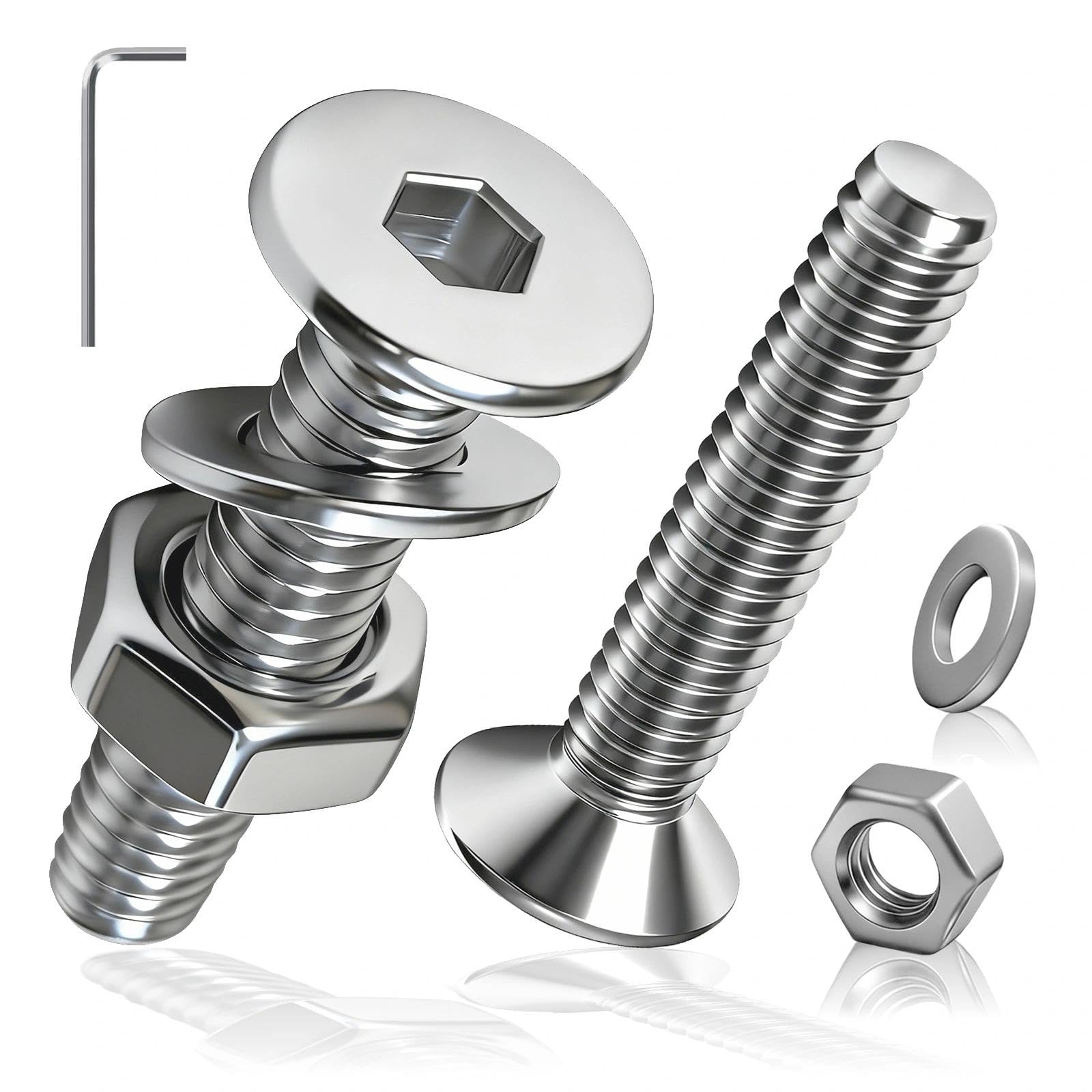 PDKKFF 60 Stück Senkkopfschrauben M3x8mm Innensechskant, Sch