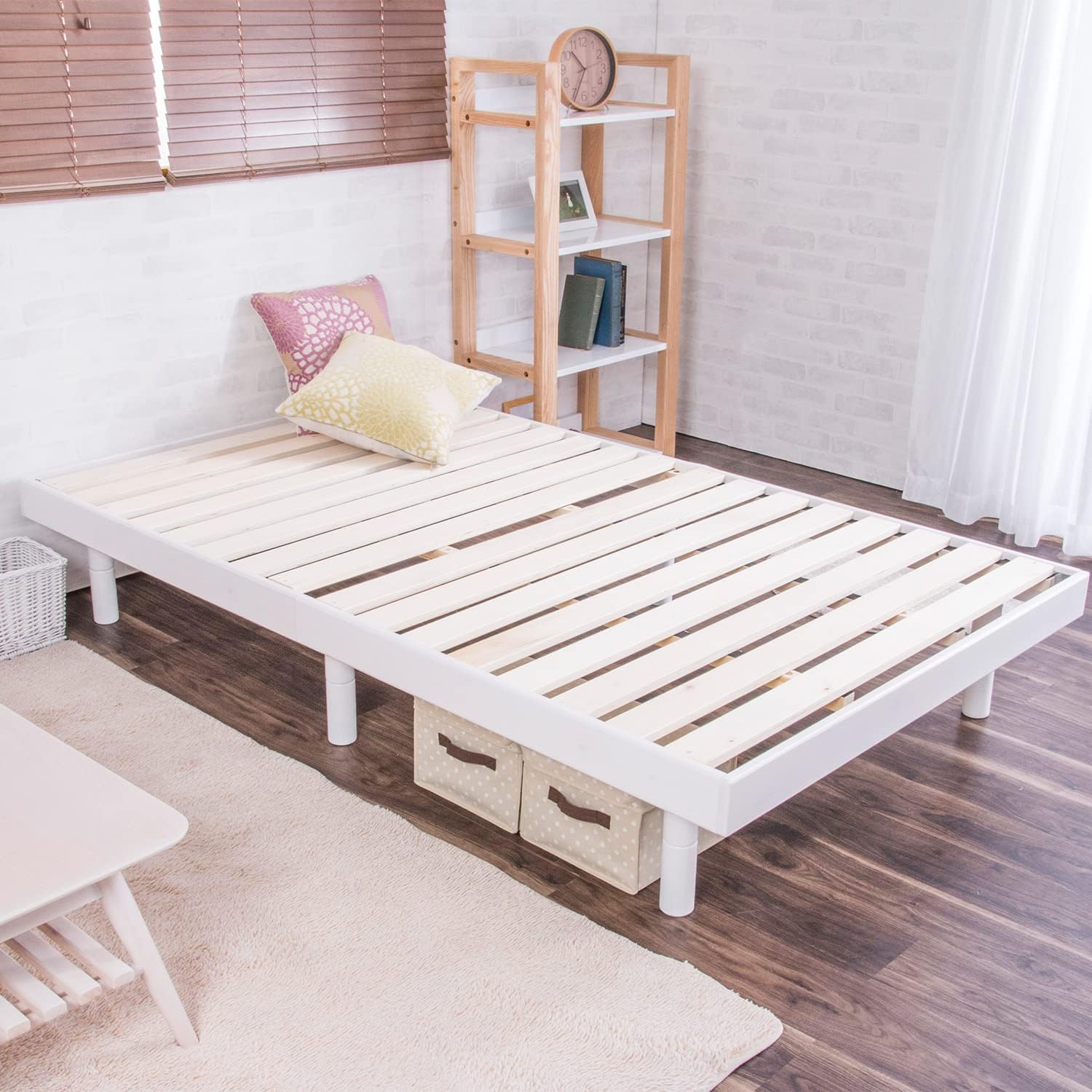 Amazon｜ベッドフレーム すのこベッド シングル すのこ ヘッドボードなし ベッド 天然木 ロー ロータイプ ハイ 脚 高さ3段階調節