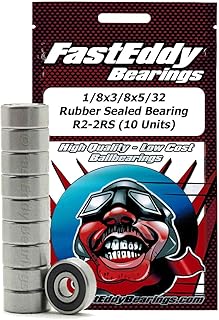 FastEddy Bearings 1/8x3/8x5/32 Rubber Sealed Bearing R2-2RS (10 Units)