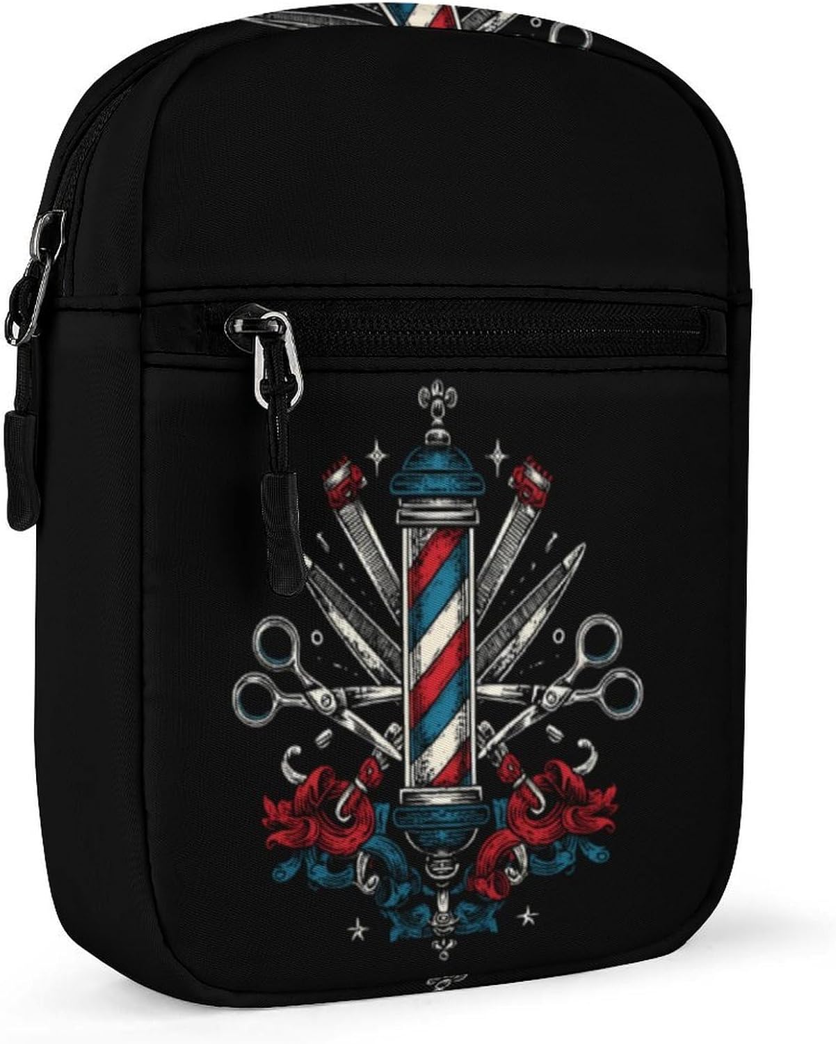 Barber Pole Scissors Clippers Tools Small Crossbody Bag Sling Shoulder Satchel