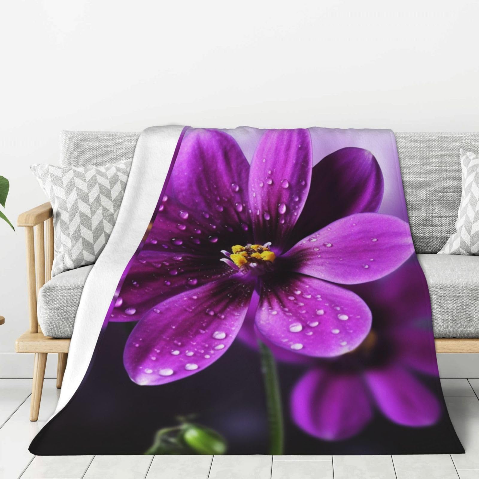 Couverture légère pour lit et canapé en flanelle | Plaid polaire floral