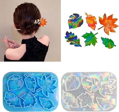 Miniatura 8 de Moldes de resina de hojas, moldes de silicona para hojas de resina epoxi, moldes de fundición de resina para manualidades, fabricación de pinzas