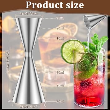 Jigger for Bartending, 304 Stainless Steel Double Jigger 2 oz 1 oz with Measurements Inside, Cocktail Jiggers, Cocktail Measuring Tool for Professional & Home Bars(Silver)