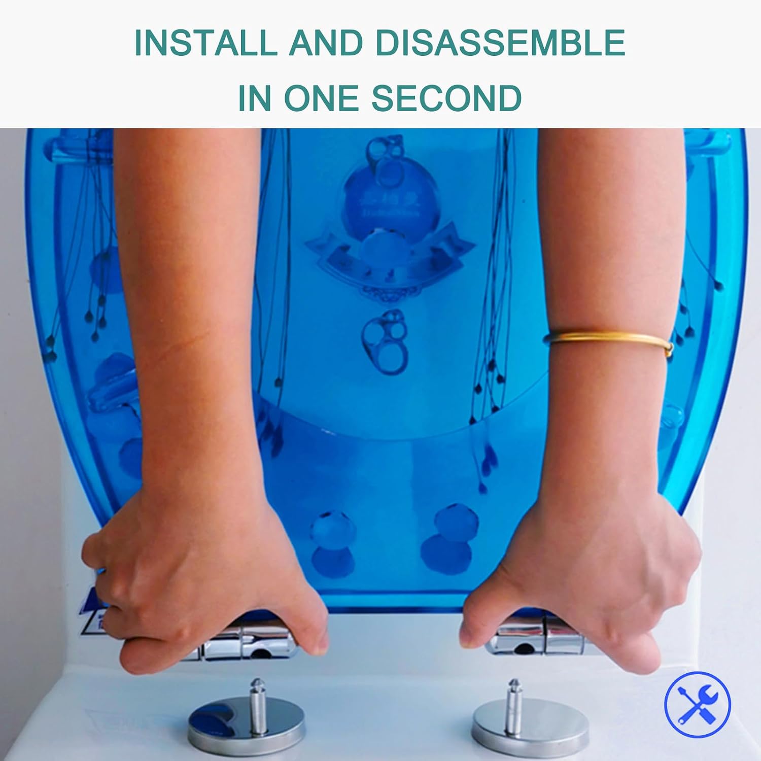 Toilet seat soft close toilet seat Resin Toilet Seats Cover, Home Slow Close Toilet Seats with Chrome Hinges, Heavy Duty Toilet Seats with Starfish, Slow Close Toilet Seat, Easy to Install, Easy to Cl