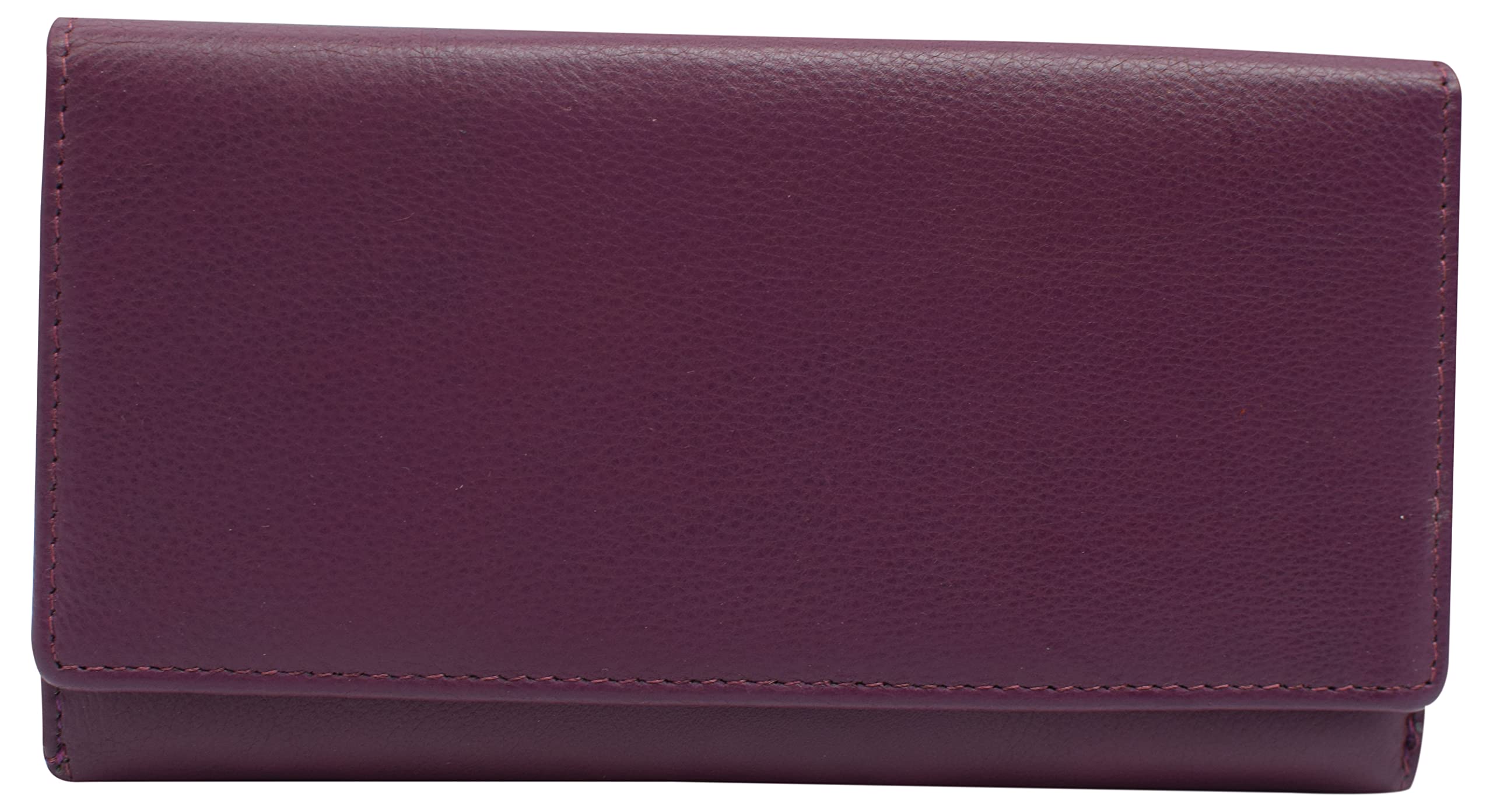 MARSHAL Womens RFID Genuine Leather Wallet Clutch Zip Around Checkbook Organizer for Ladies (Purple)
