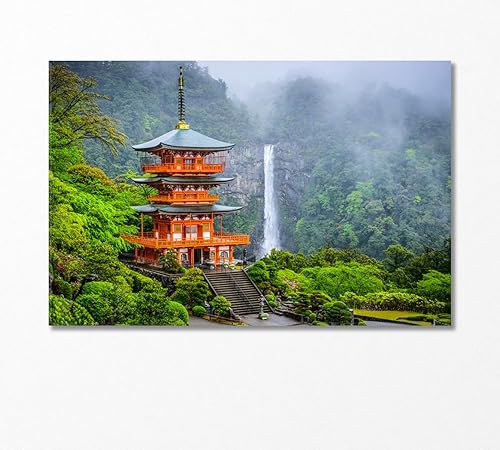 Pagoda Seigantoji y Nachi No Taki Waterfall Japón Impresión en lienzo 1 panel  24 x 16 pulgadas