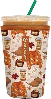 Sok It JavaSok Iced Coffee & Cold Soda Insulated Neoprene Cup Sleeve (Just a Fall Girlie, Medium: 22-28oz)