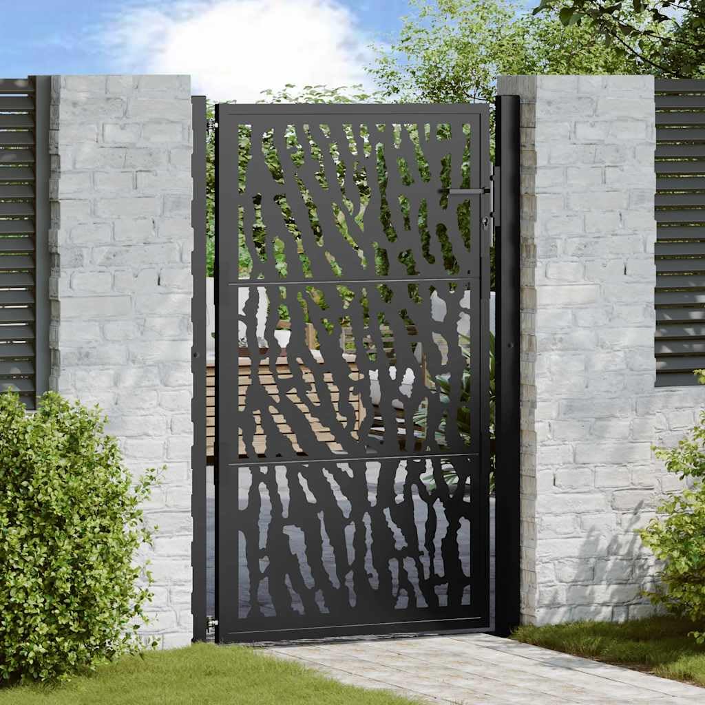 vidaXL Cancello Giardino Nero 100x150 cm in Acciaio Design a Traccia, cancello della Recinzione, cancello Esterno, cancello del Metallo